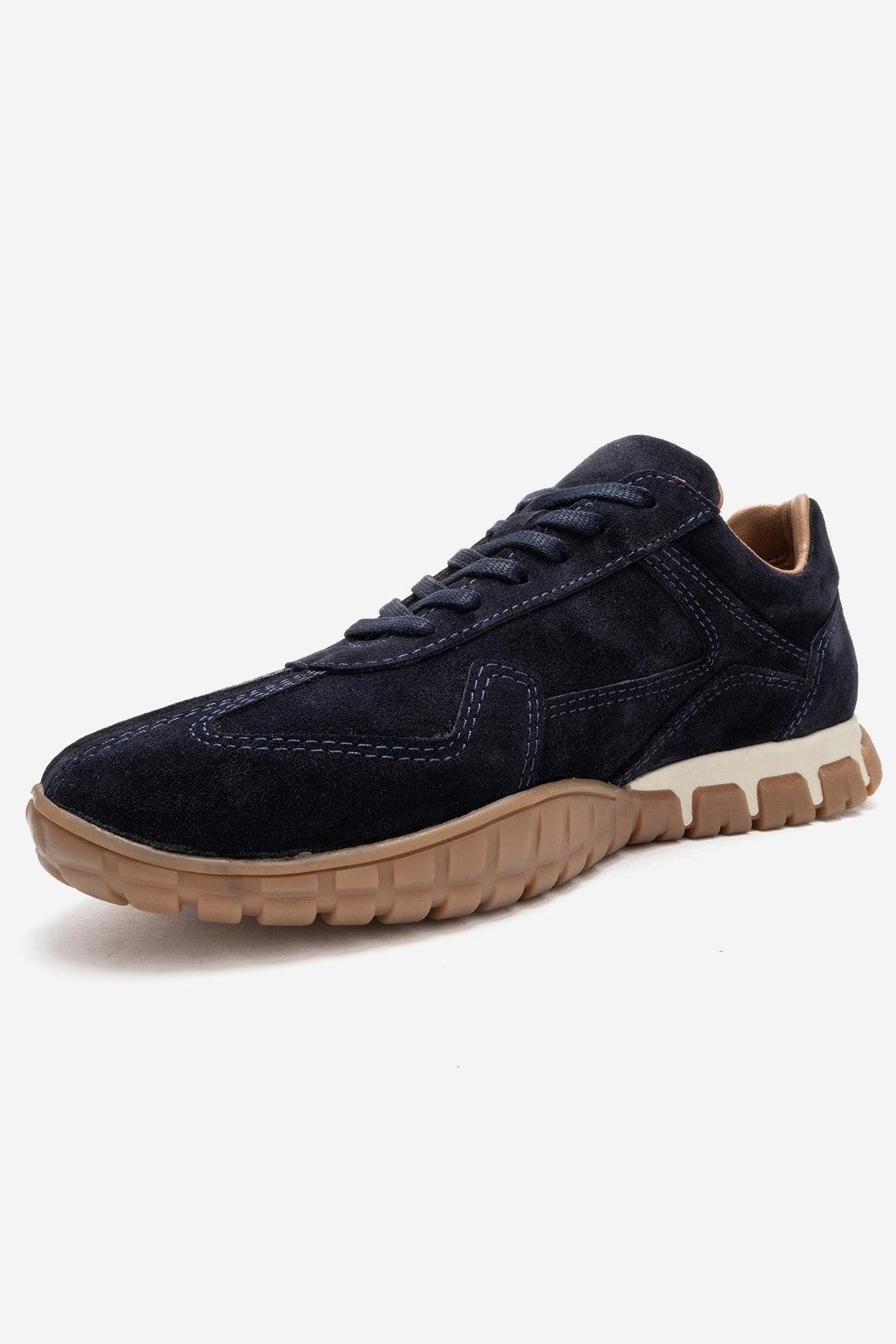 LARS - Navy Suede Genuine Leather Sneaker (Women)