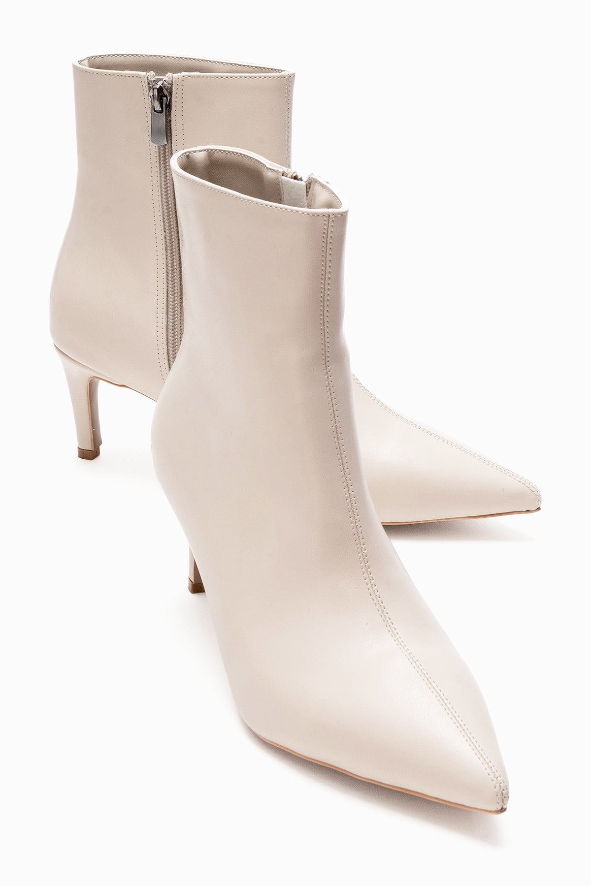Noya - Beige Pointed Toe Slim Heel Boot (Women)