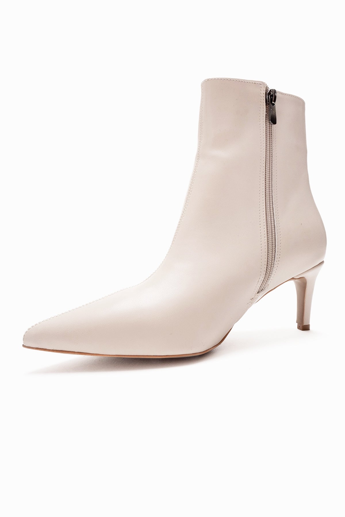 Noya - Beige Pointed Toe Slim Heel Boot (Women)