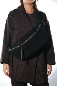 SOLA - Black Genuine Leather Body Bag (Women)