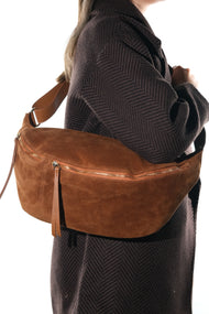 SOLA - Cognac Genuine Leather Body Bag (Women)