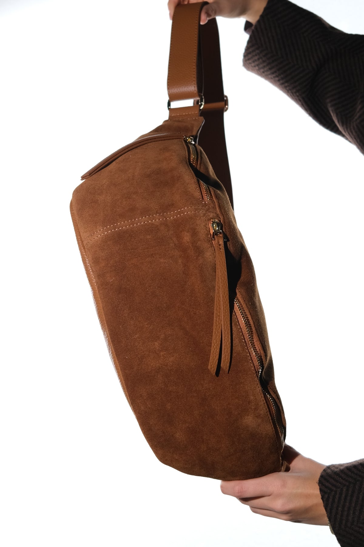 SOLA - Cognac Genuine Leather Body Bag (Women)