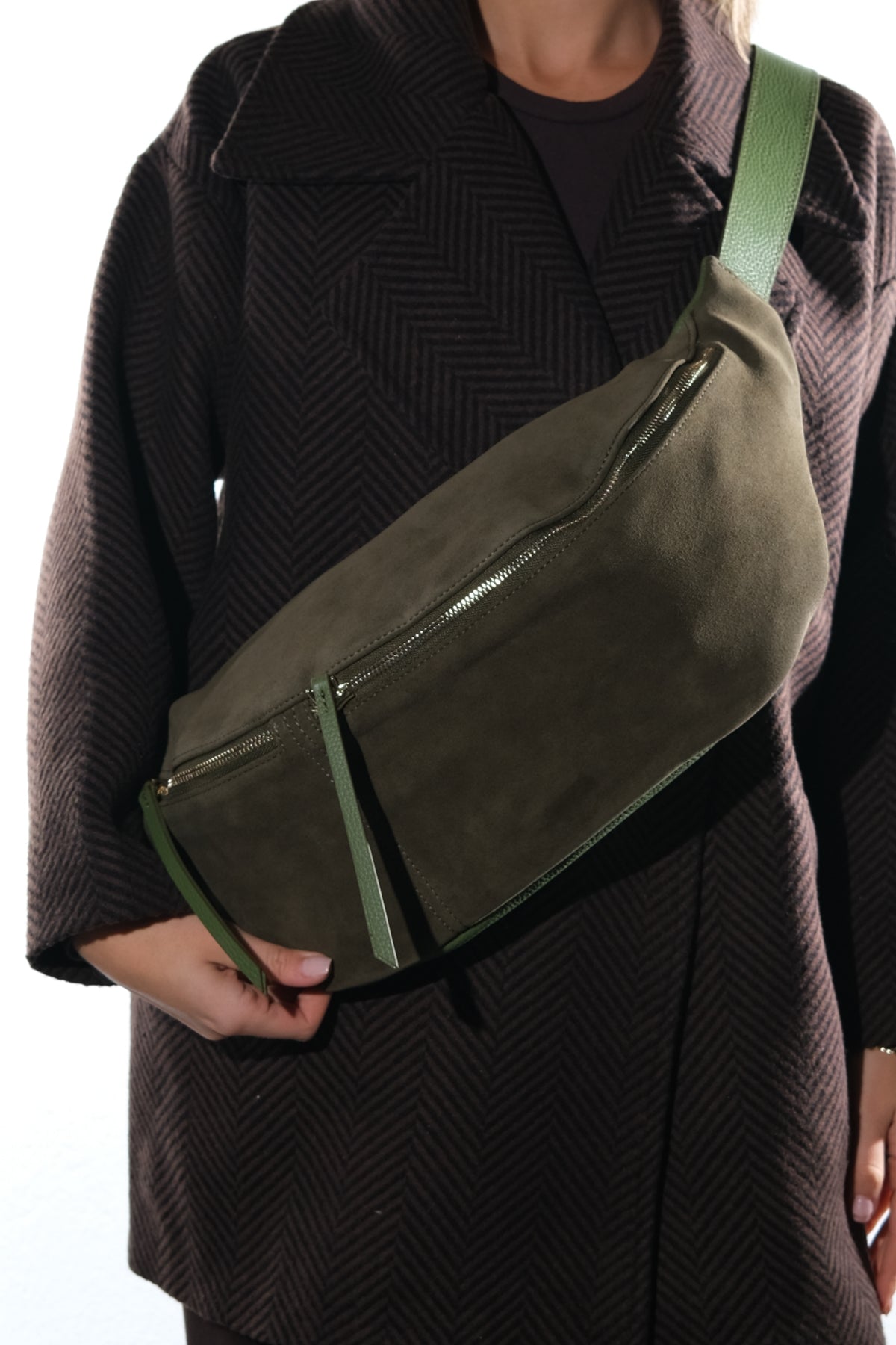 SOLA - Green Genuine Leather Body Bag (Women)