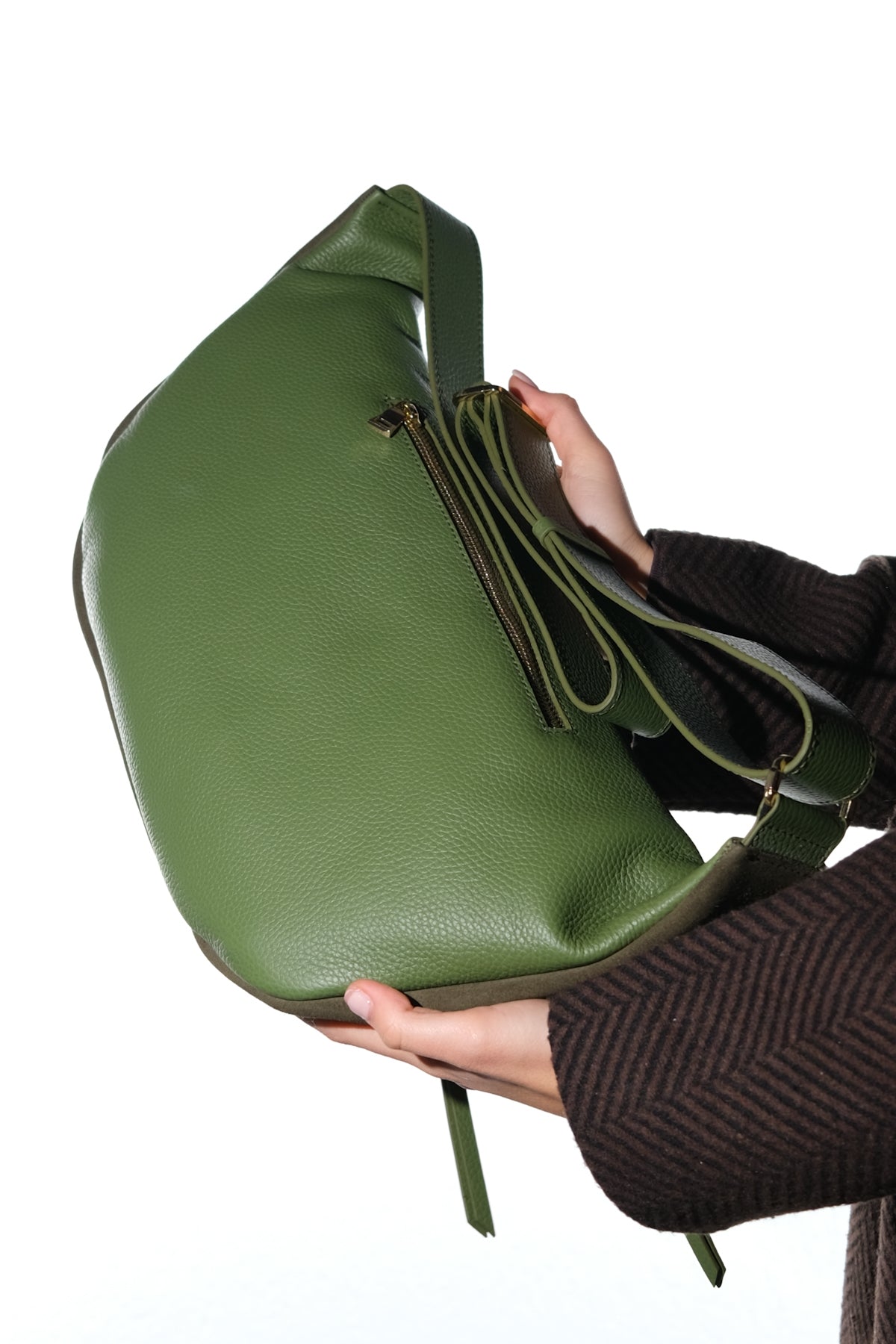 SOLA - Green Genuine Leather Body Bag (Women)