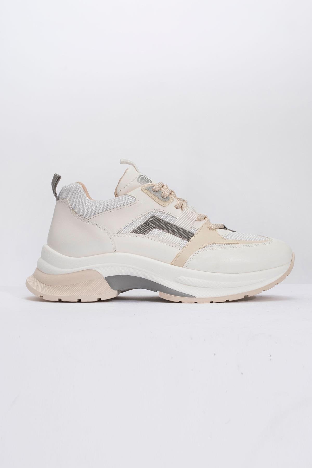 Sterda - White Beige Platform Sneaker (Women)