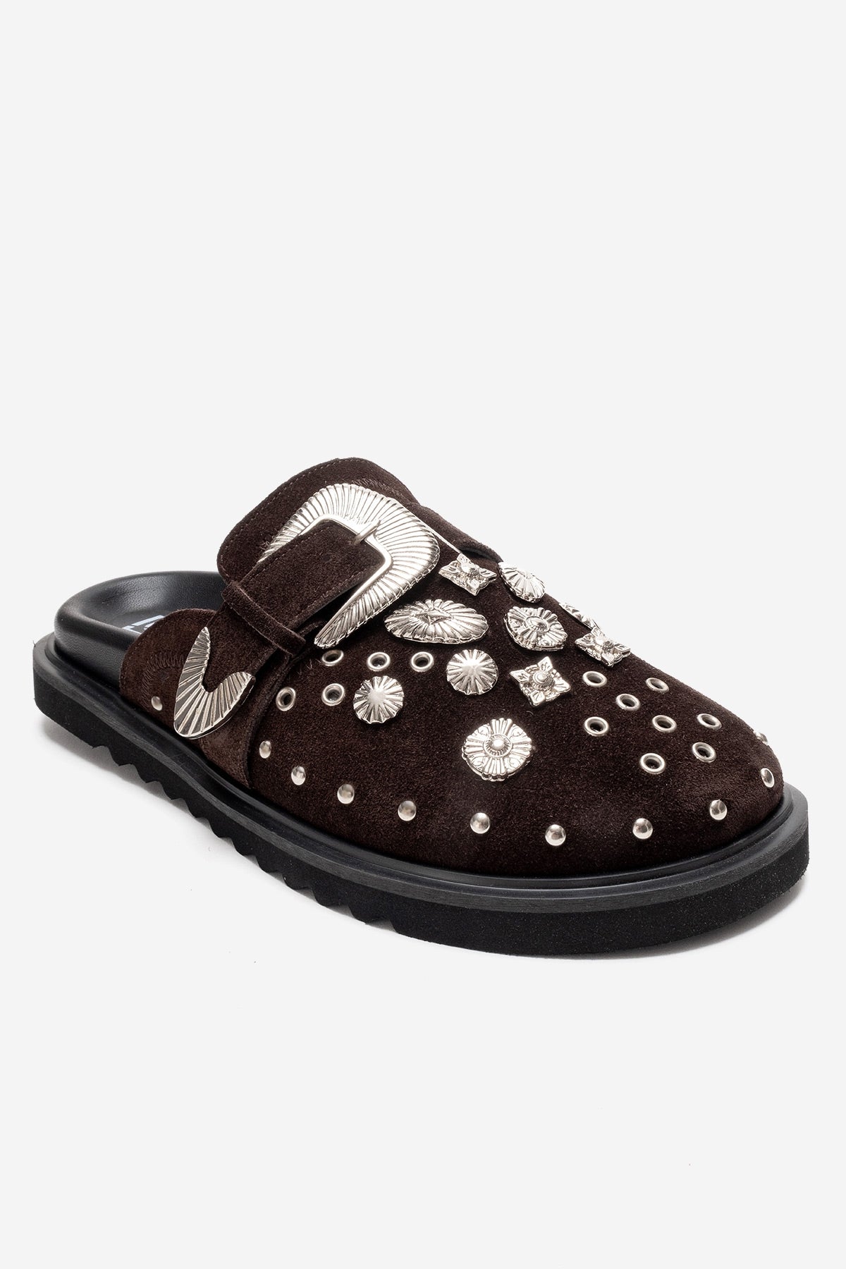 Maril - Brown Genuine Leather Buckled Closed-Toe Mule (Women)