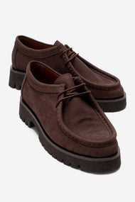 Talia - Brown Nubuck Genuine Leather Lace-Up Loafer (Women)