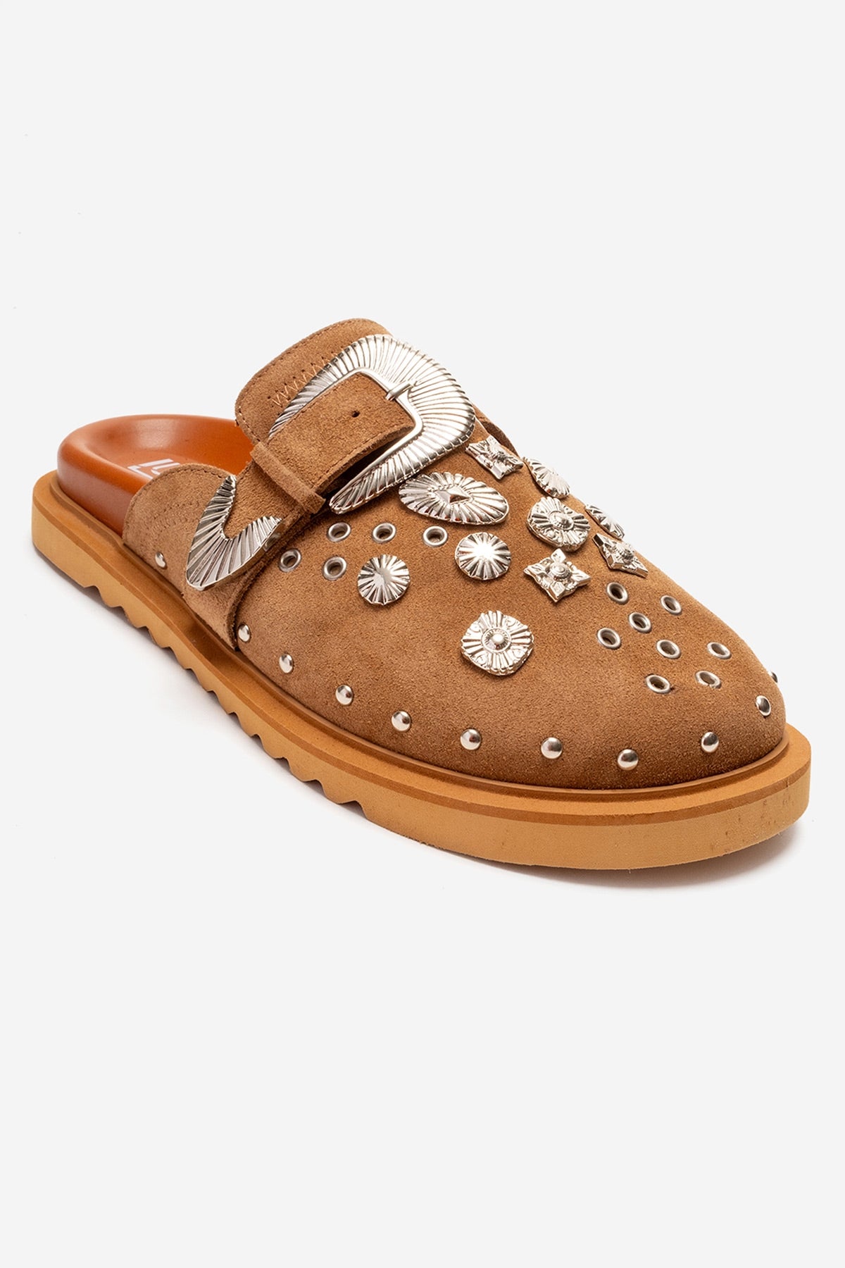 MARİL - Camel Genuine Leather Closed-Toe Slide (Women)