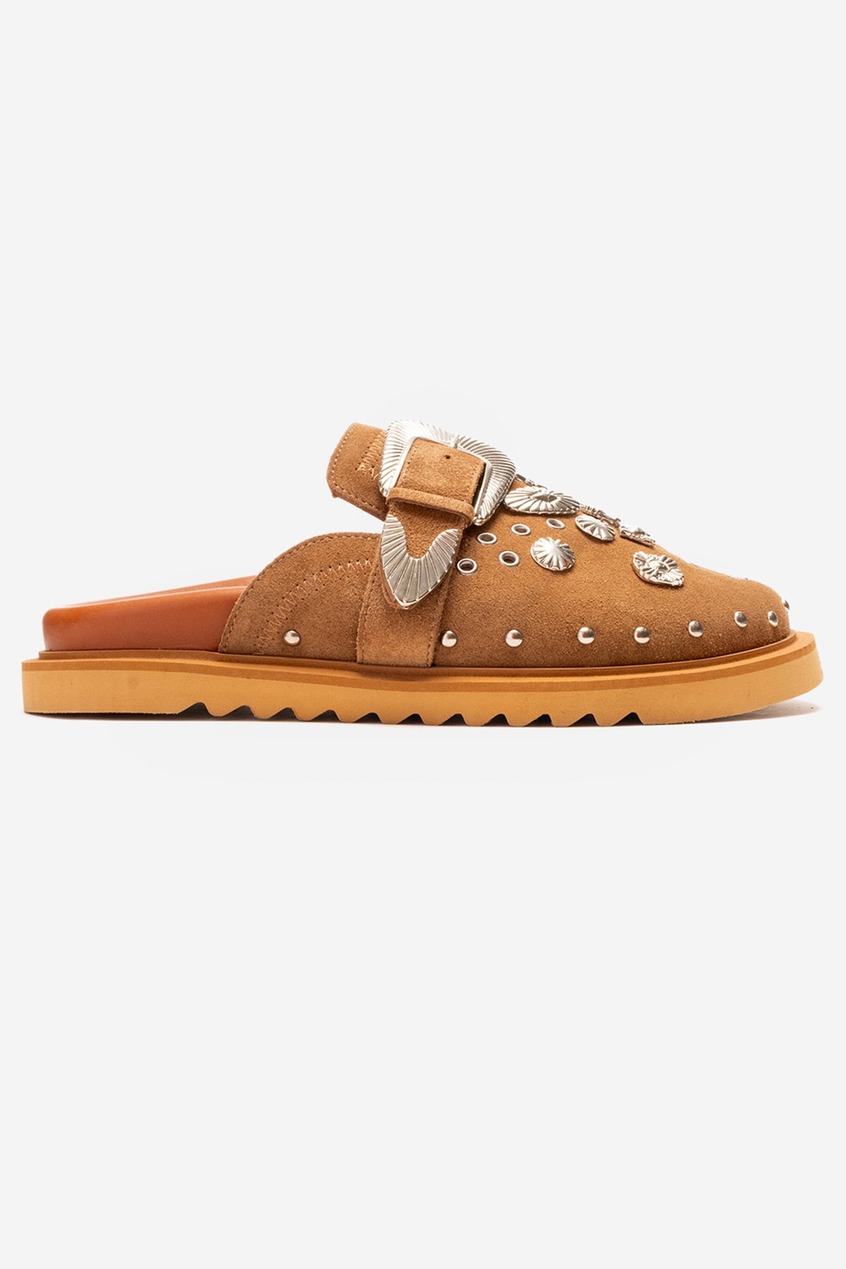 MARİL - Camel Genuine Leather Closed-Toe Slide (Women)