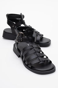 Frade - Black Leather Sandal (Women)