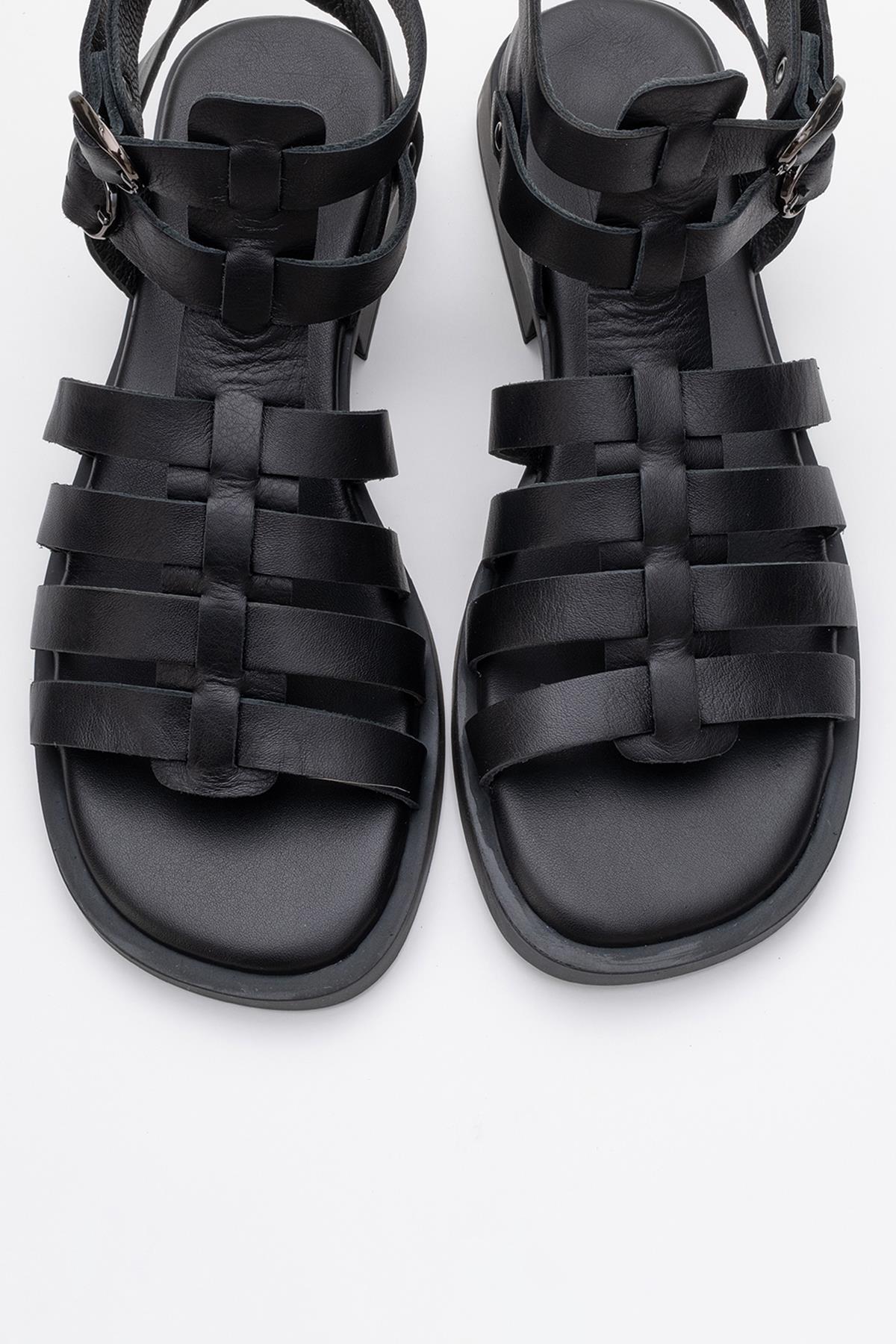 Frade - Black Leather Sandal (Women)