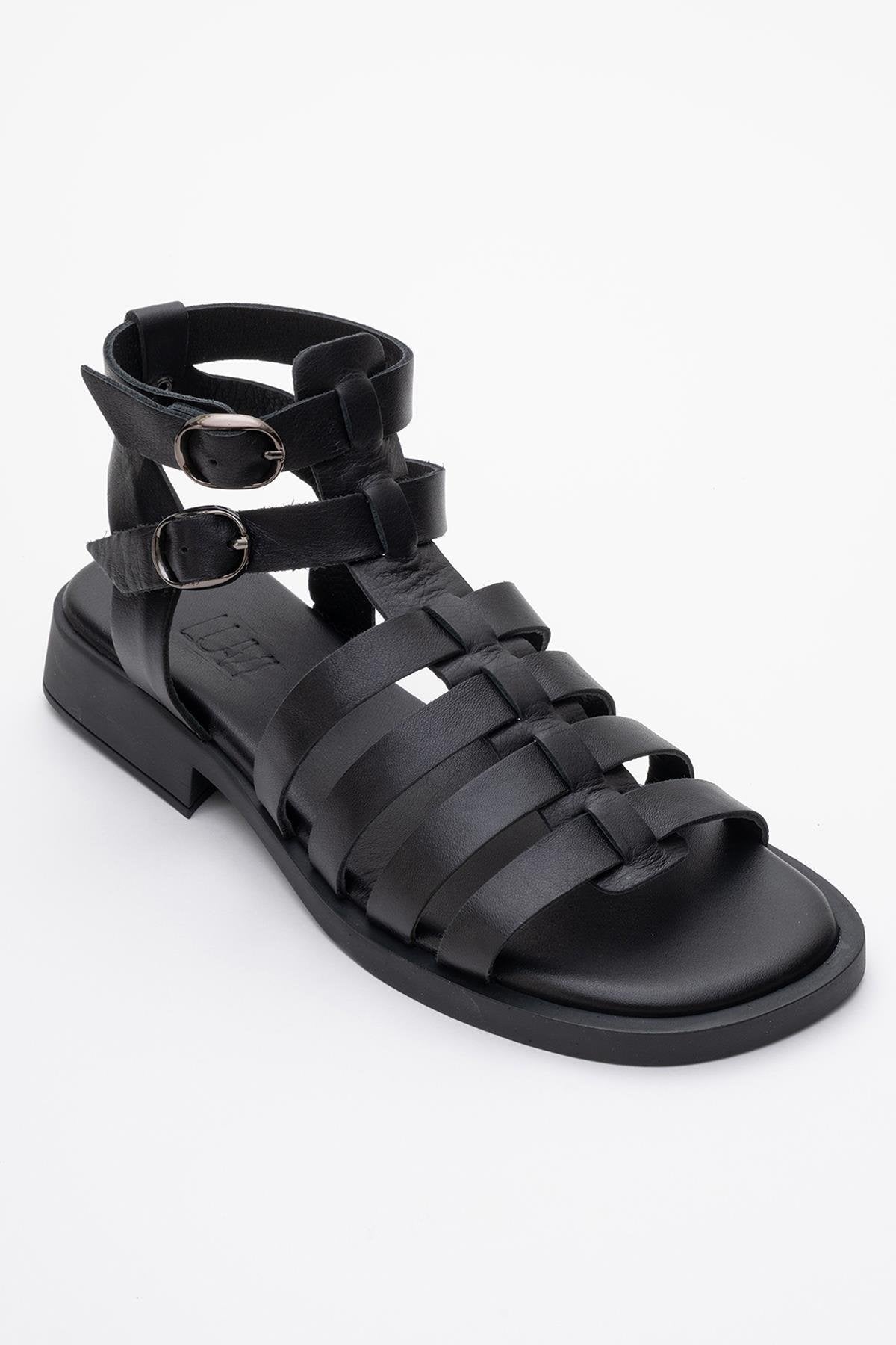 Frade - Black Leather Sandal (Women)