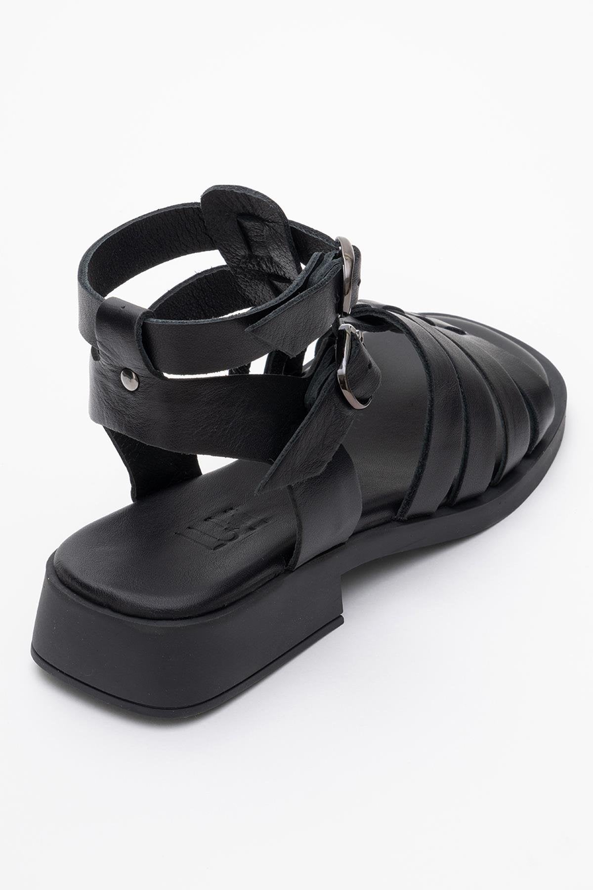 Frade - Black Leather Sandal (Women)