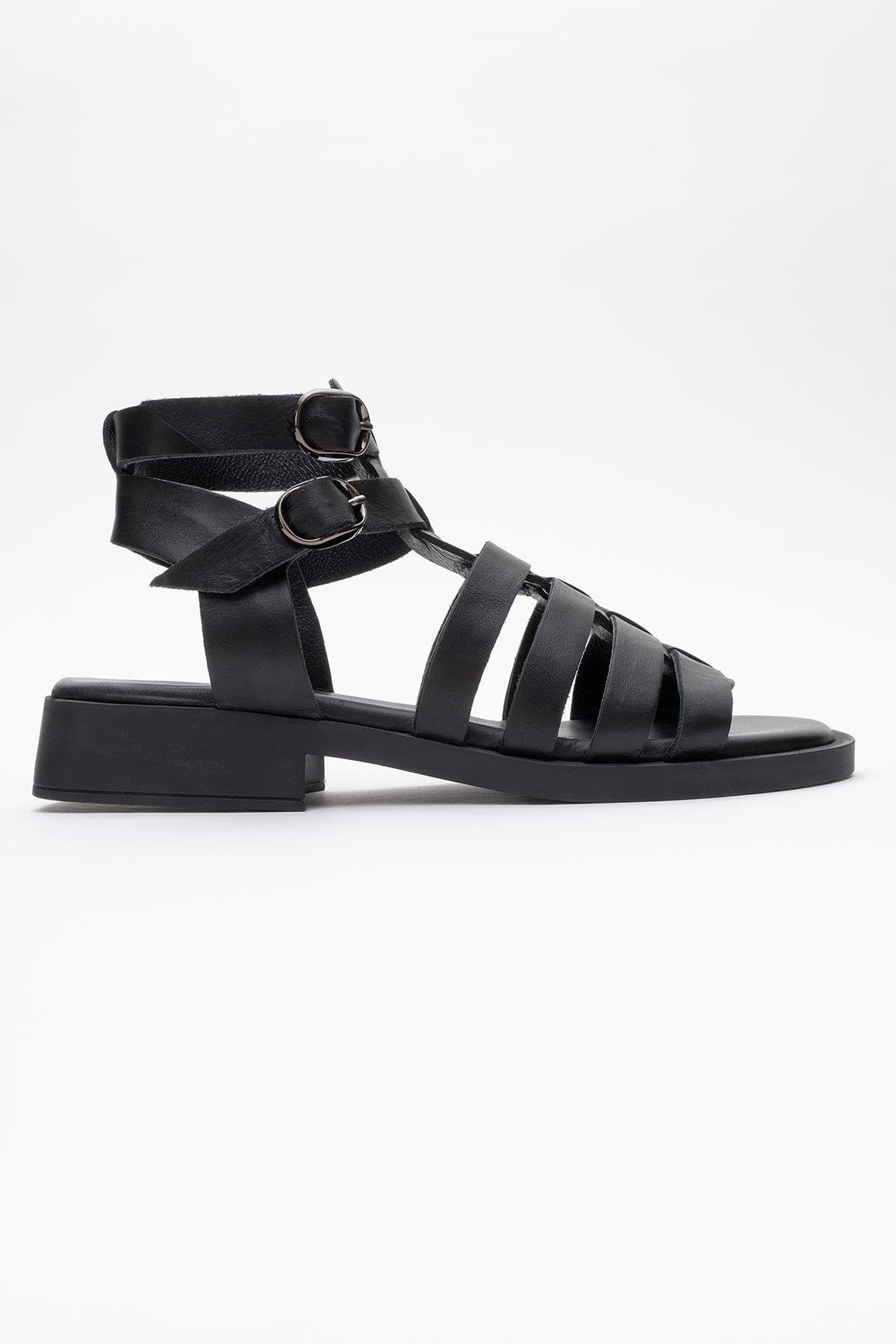 Frade - Black Leather Sandal (Women)