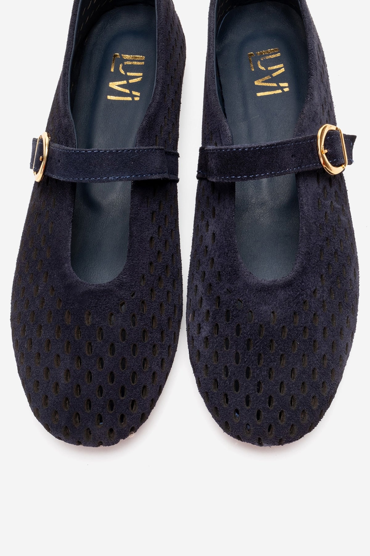 ARİAN - Navy Genuine Suede Leather Ballet Flat (Women)