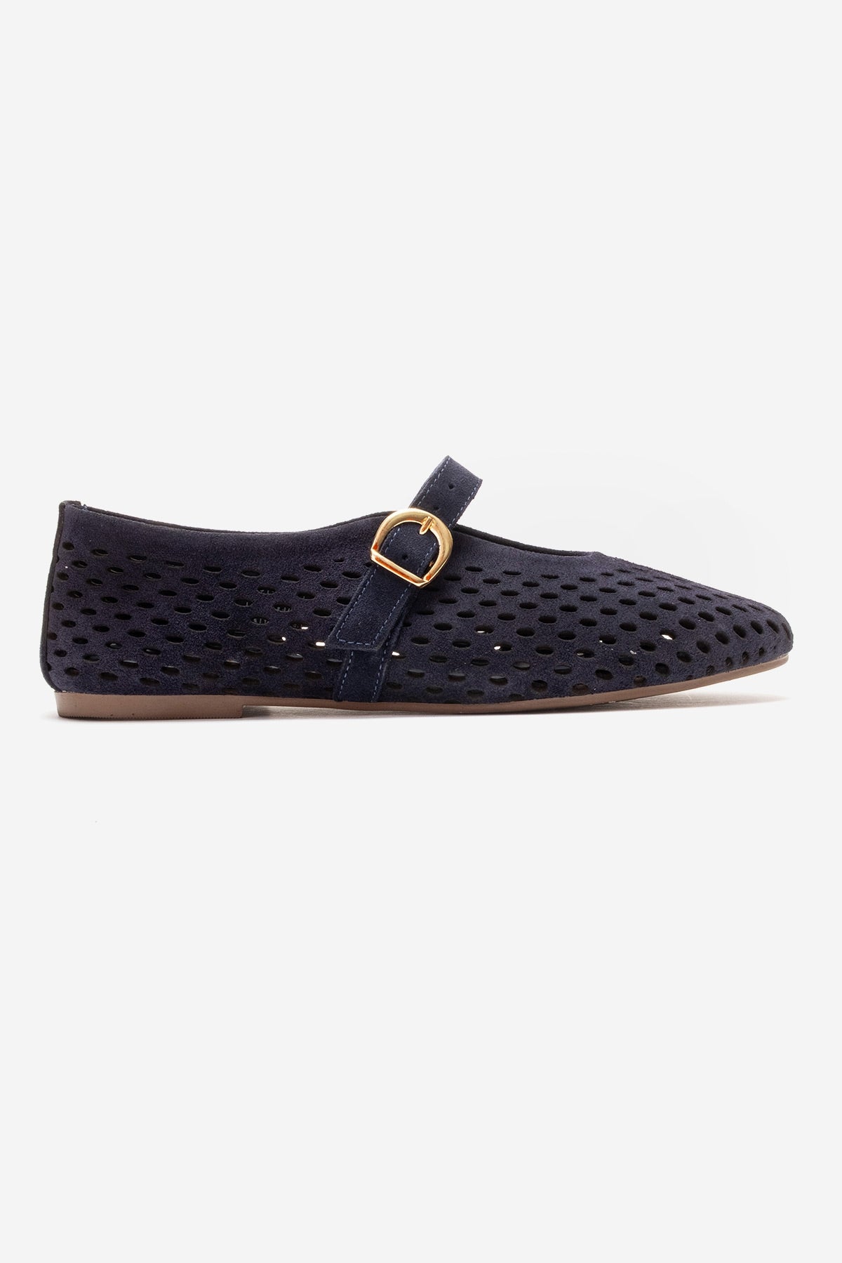 ARİAN - Navy Genuine Suede Leather Ballet Flat (Women)