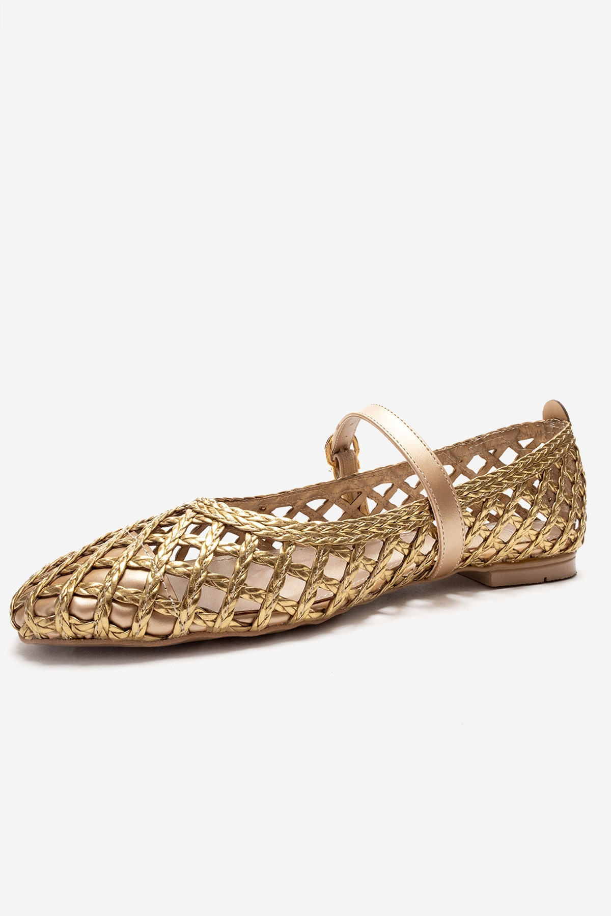 DOUX - Gold Braided Strap Detail Ballet Flat (Women)