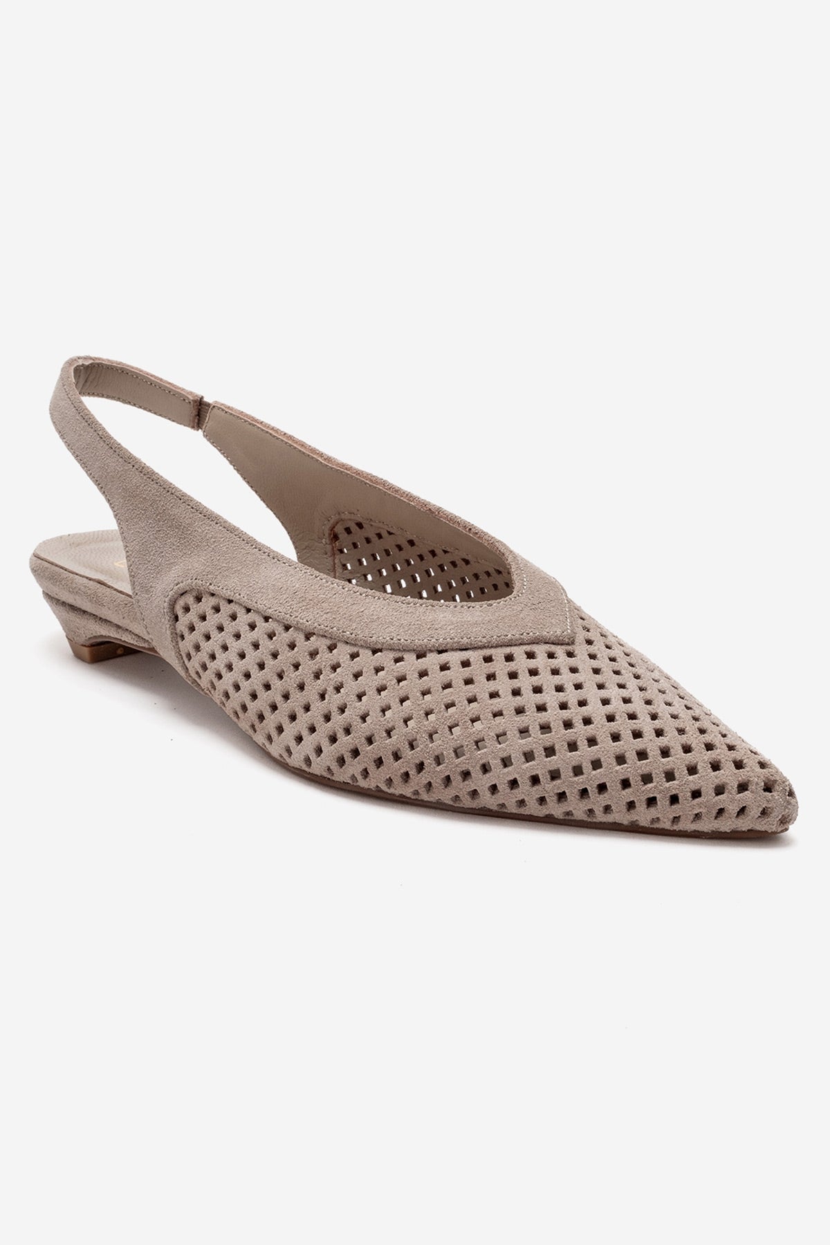 LIEVE - Beige Genuine Leather Low Block Heel Slingback (Women)