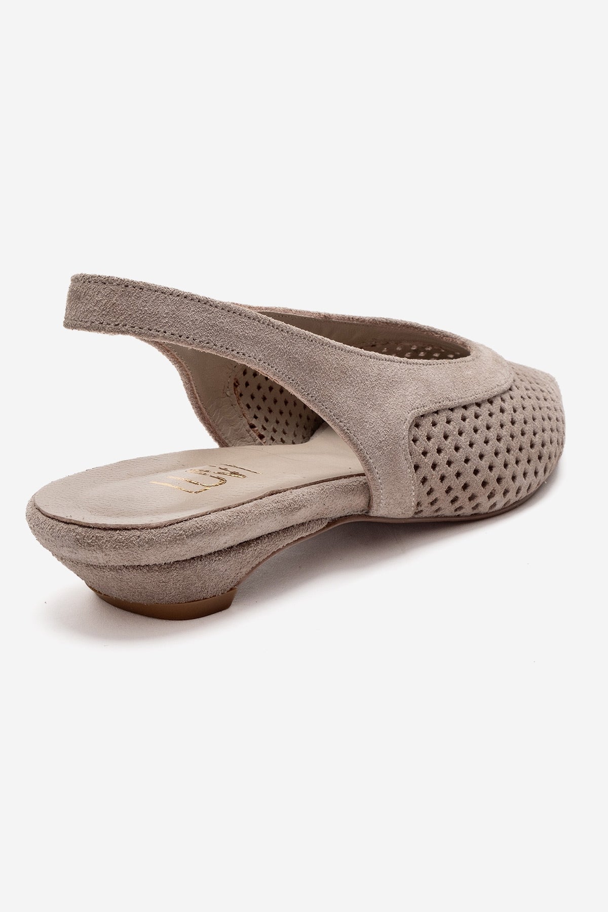LIEVE - Beige Genuine Leather Low Block Heel Slingback (Women)