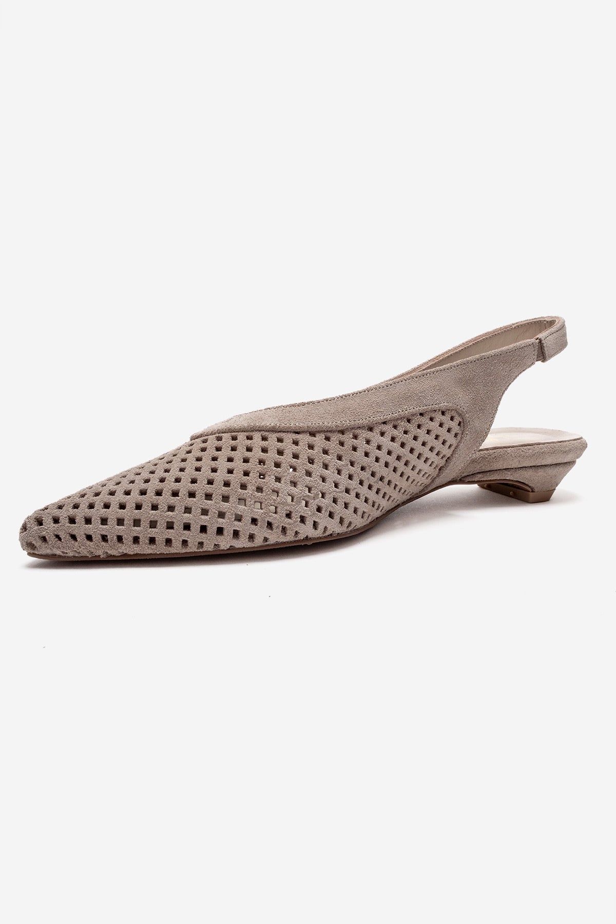 LIEVE - Beige Genuine Leather Low Block Heel Slingback (Women)