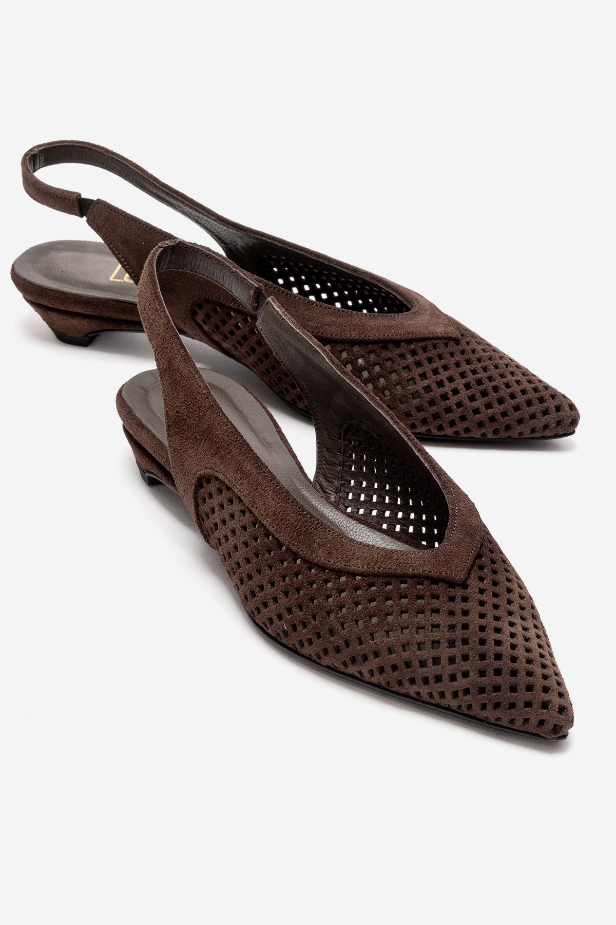 LIEVE - Brown Genuine Leather Low Block Heel Slingback (Women)
