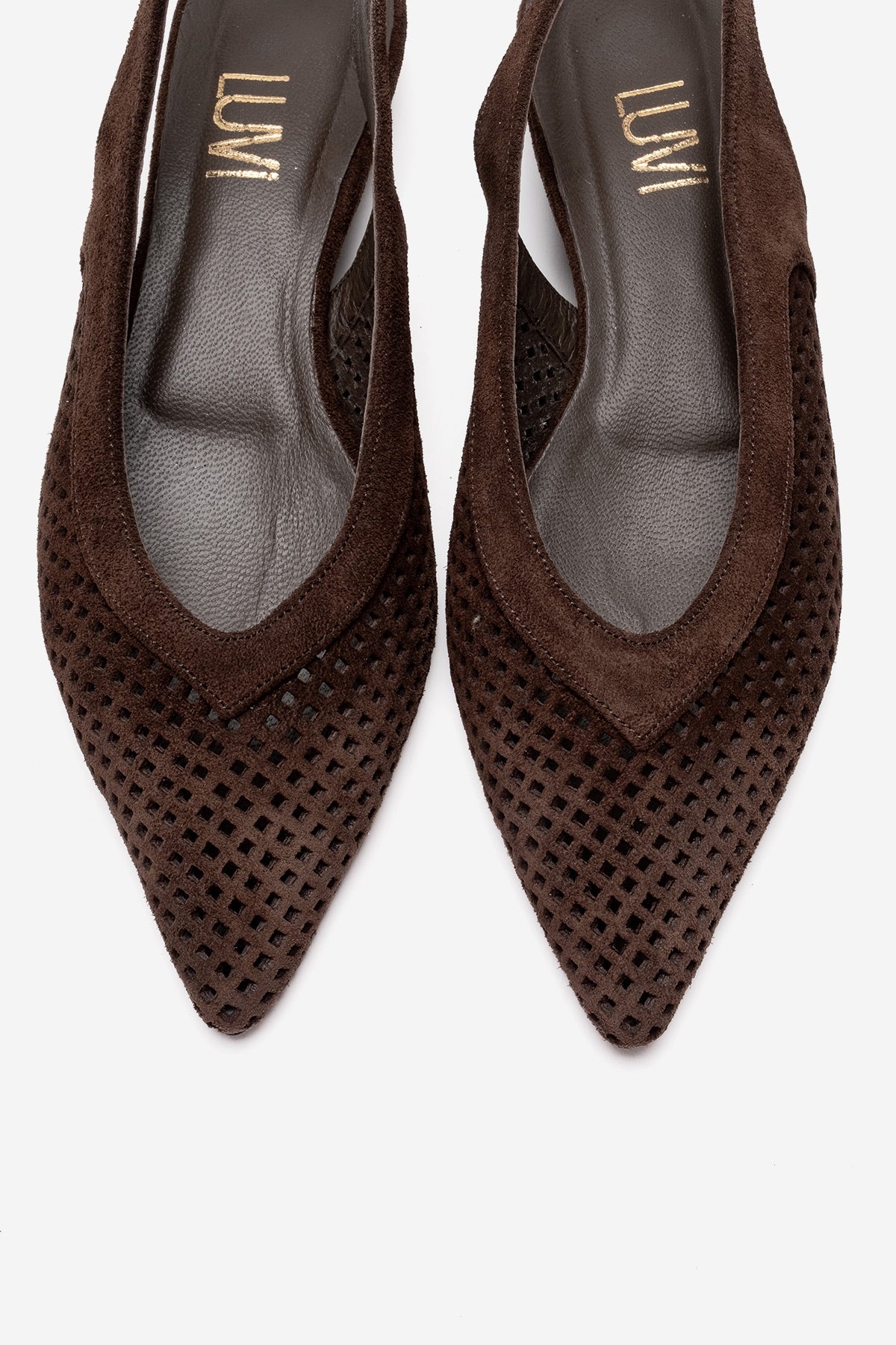 LIEVE - Brown Genuine Leather Low Block Heel Slingback (Women)