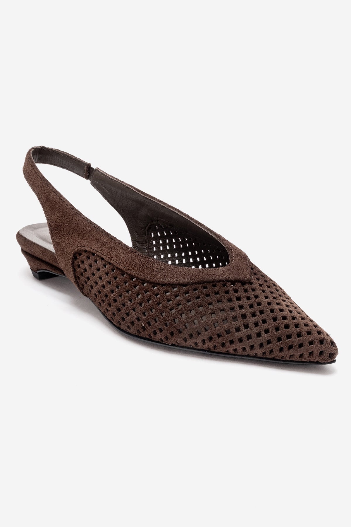 LIEVE - Brown Genuine Leather Low Block Heel Slingback (Women)