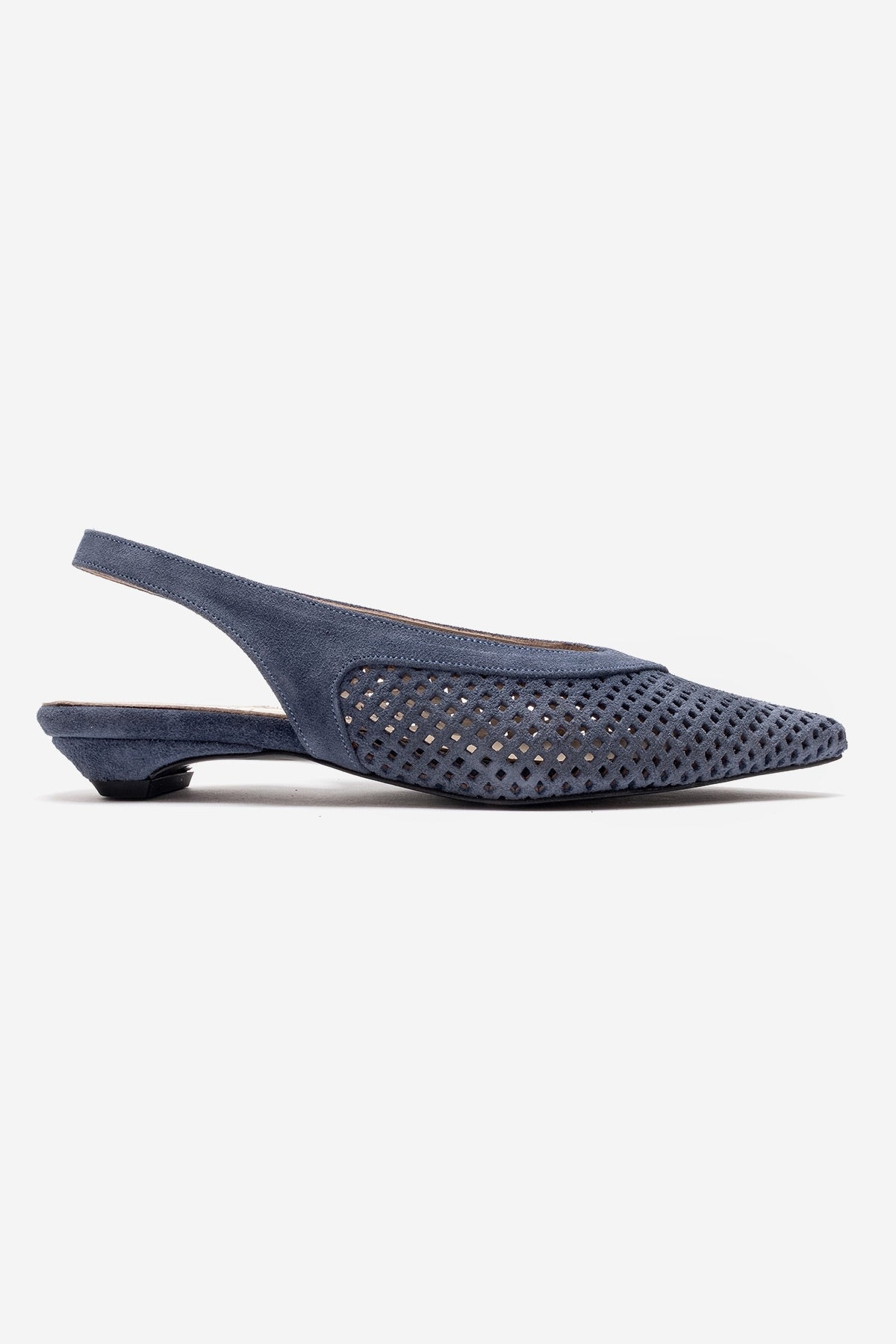 LIEVE - Denim Blue Genuine Leather Low Block Heel Shoe (Women)