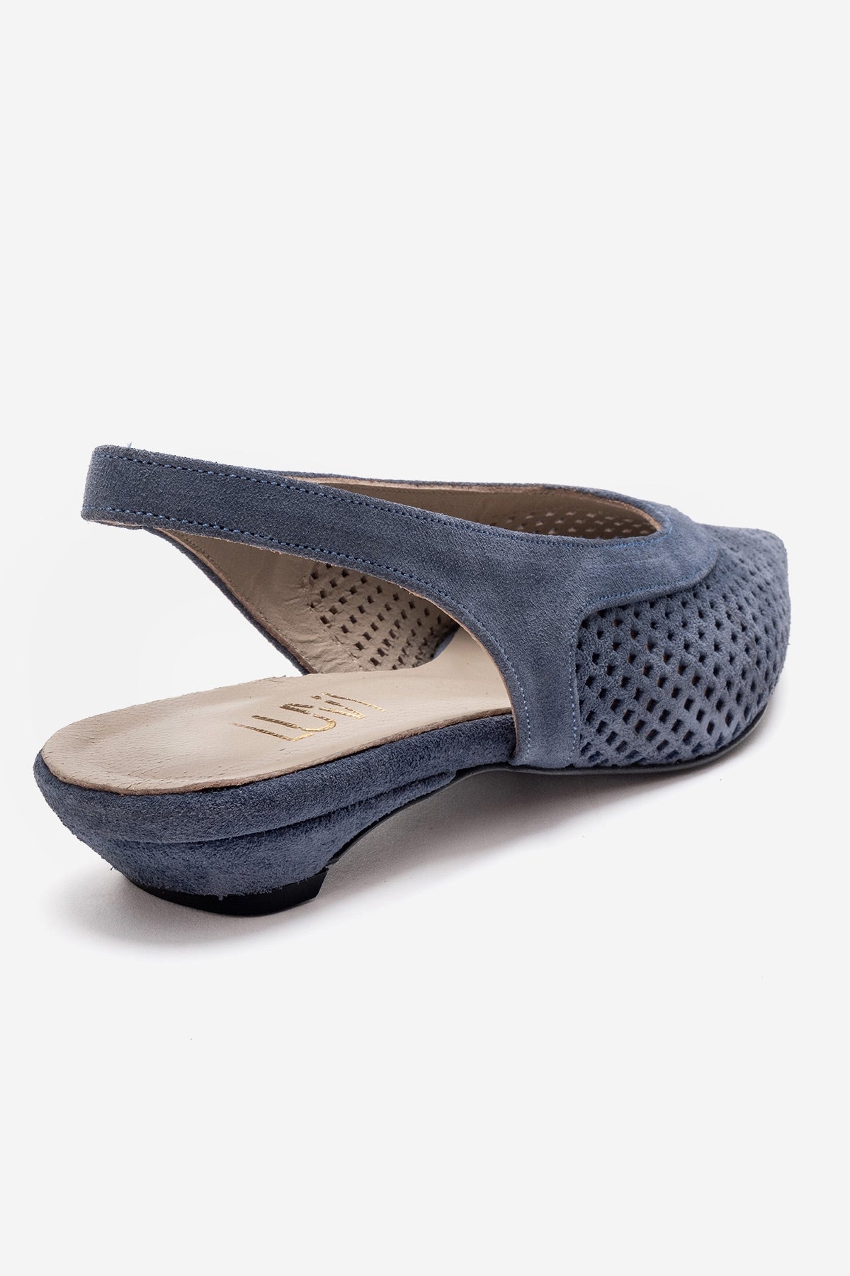 LIEVE - Denim Blue Genuine Leather Low Block Heel Shoe (Women)