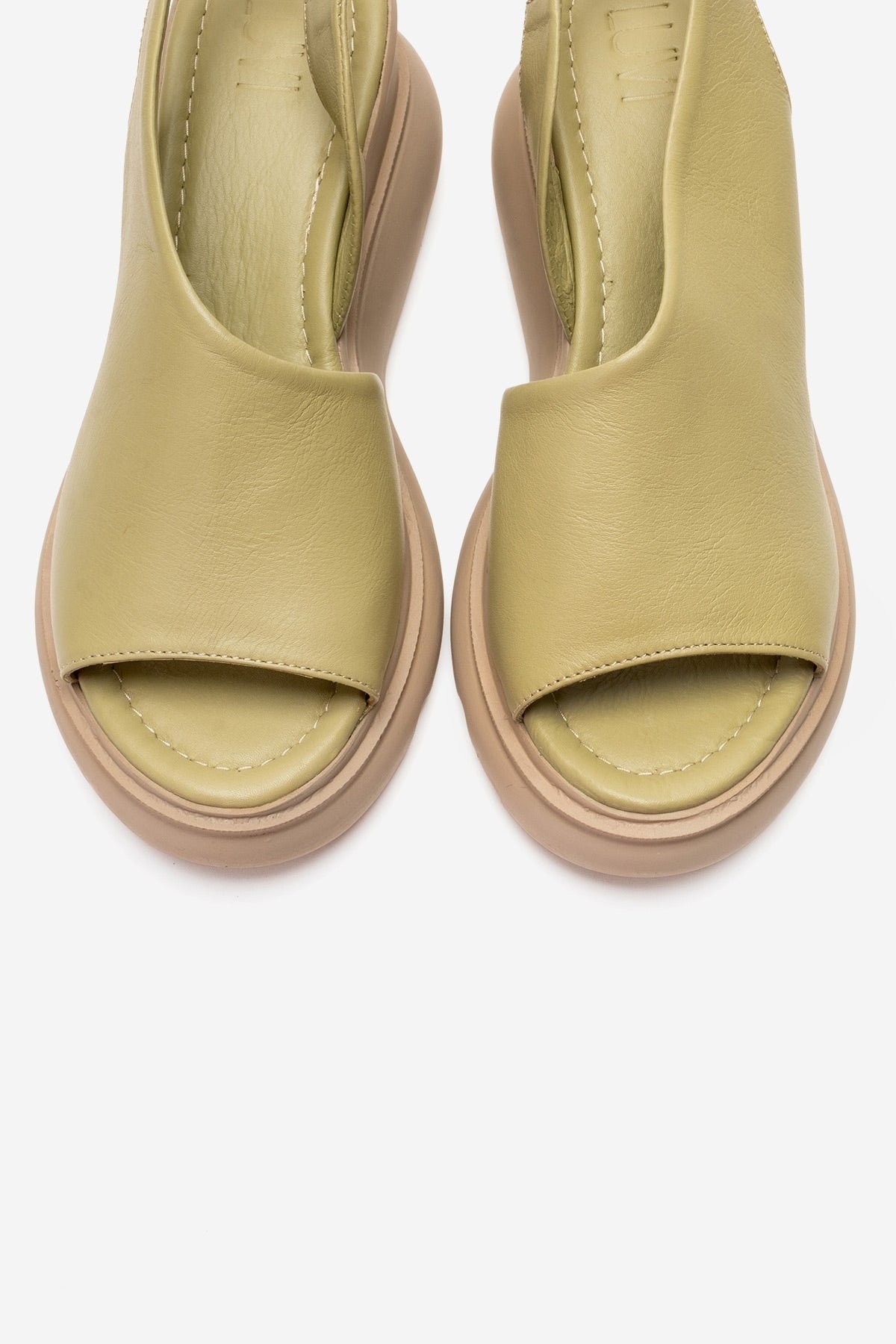 AGUSTO - Green Genuine Leather Wedge Heel Sandal (Women)