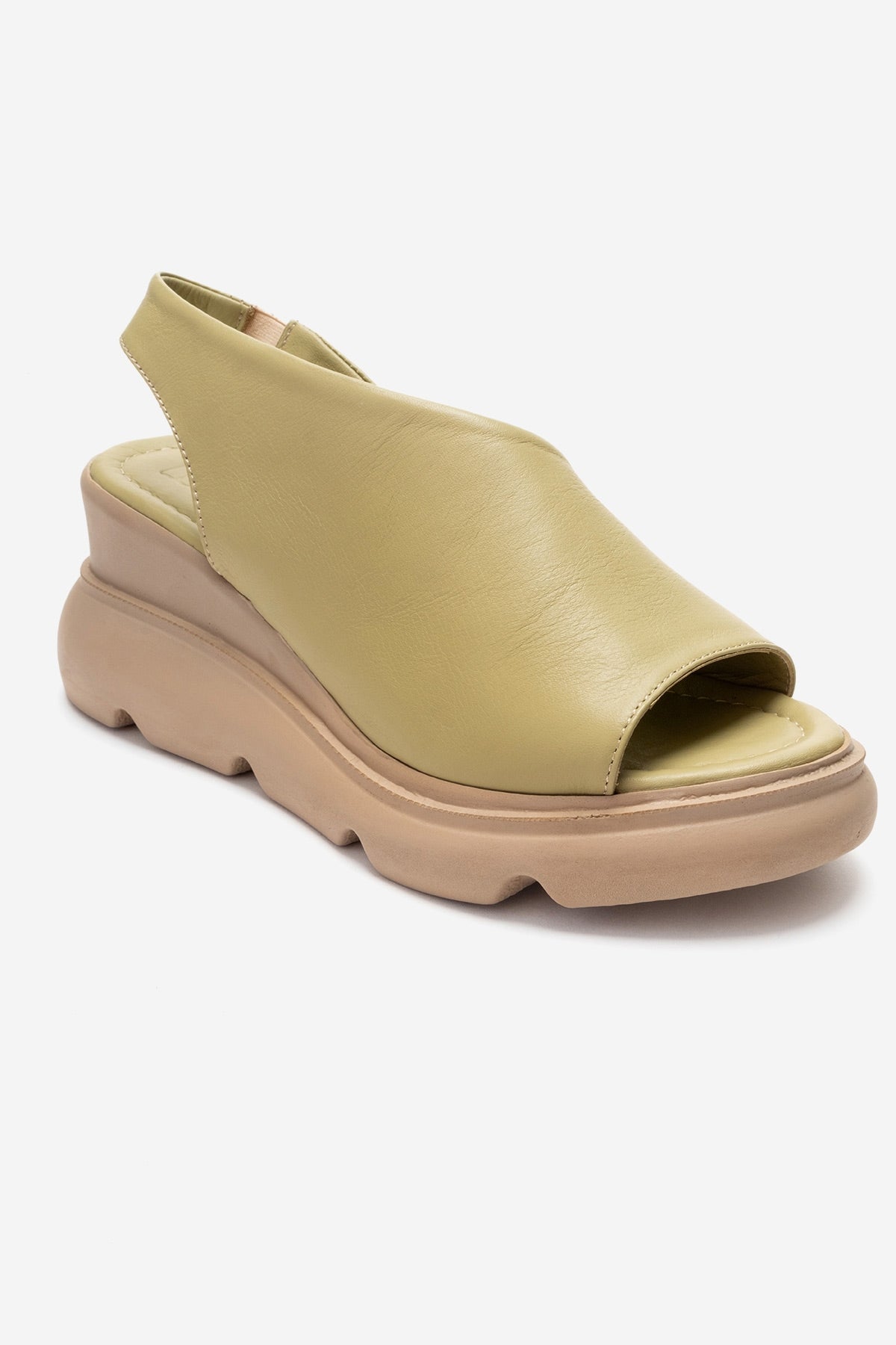 AGUSTO - Green Genuine Leather Wedge Heel Sandal (Women)
