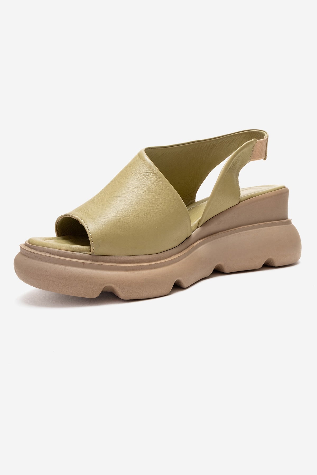 AGUSTO - Green Genuine Leather Wedge Heel Sandal (Women)