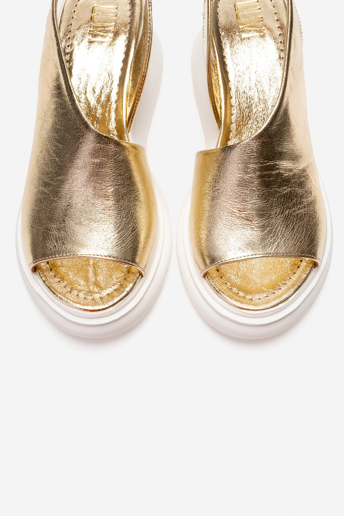 AGUSTO - Gold Genuine Leather Wedge Heel Sandal (Women)