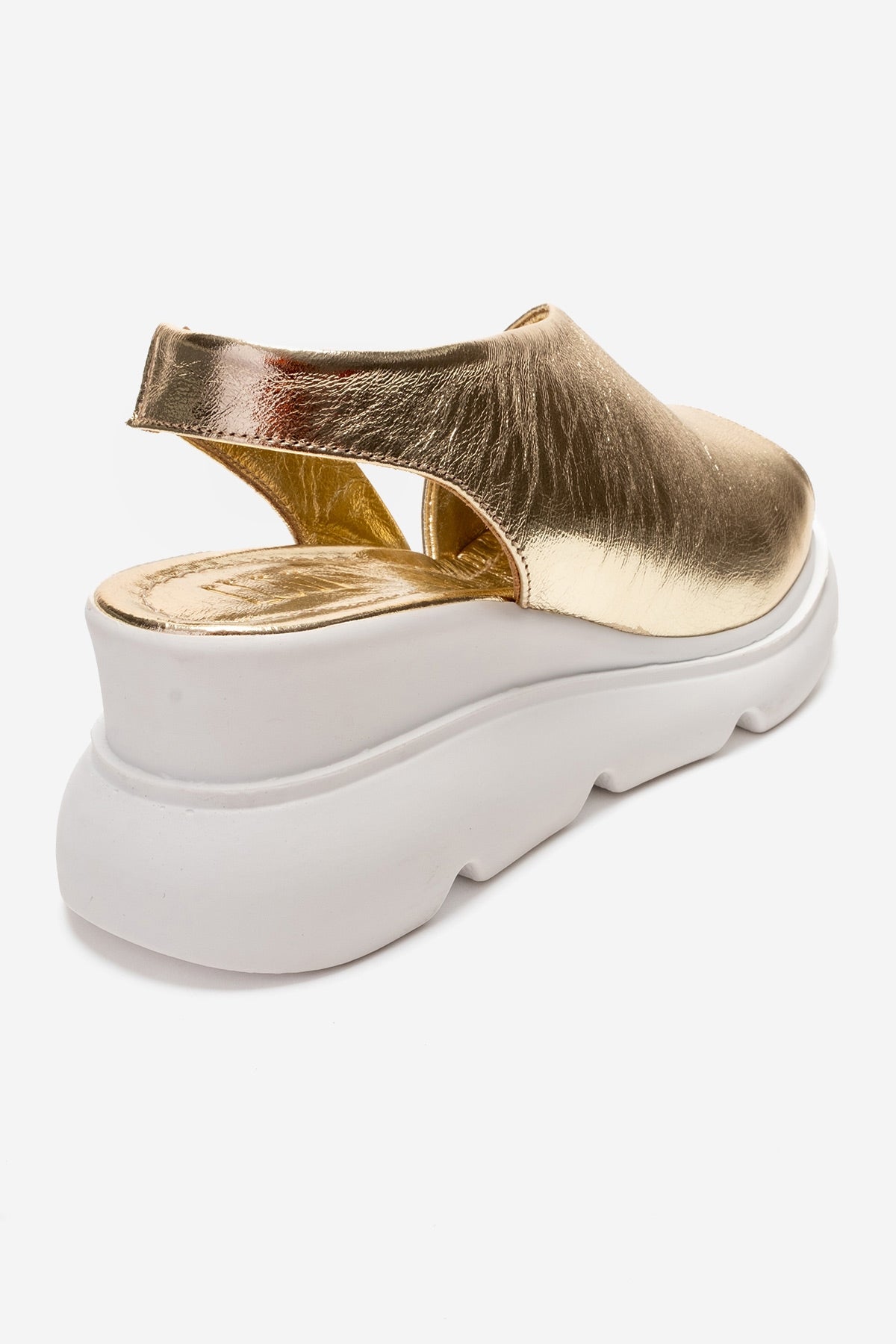 AGUSTO - Gold Genuine Leather Wedge Heel Sandal (Women)