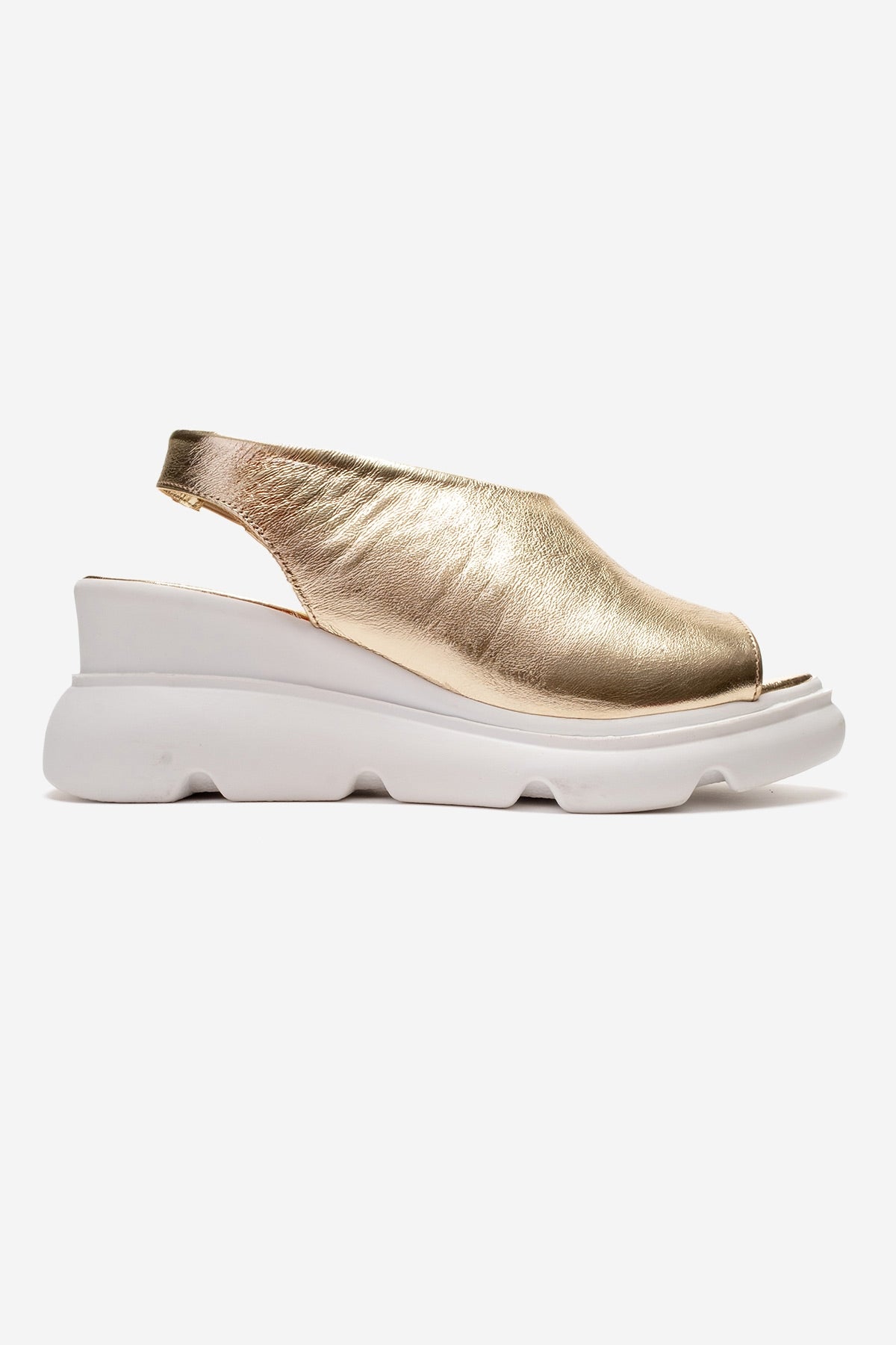 AGUSTO - Gold Genuine Leather Wedge Heel Sandal (Women)