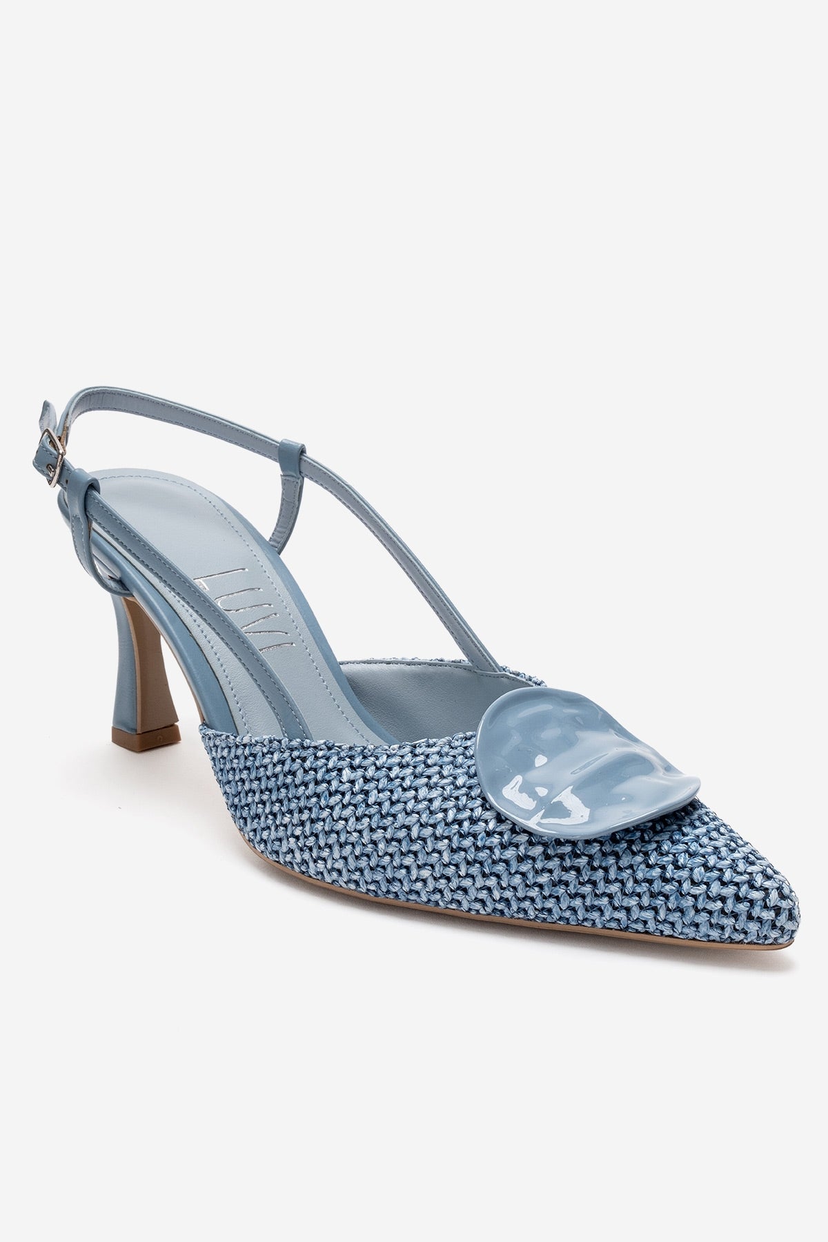LEVIA - Blue Straw-Textured Accessory Stiletto Pump (Women)