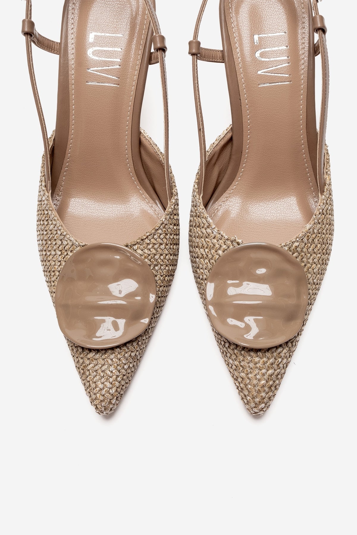 Levia - Taupe Woven-Textured Accessory-Detail Stiletto Heel Pump (Women)