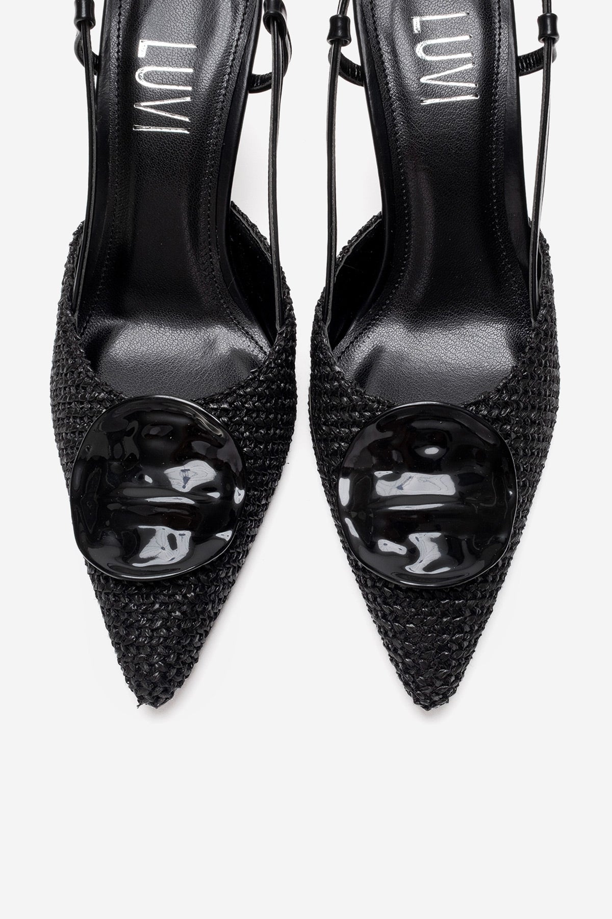 Levia - Black Woven-Textured Accessory-Detail Stiletto Heel Pump (Women)