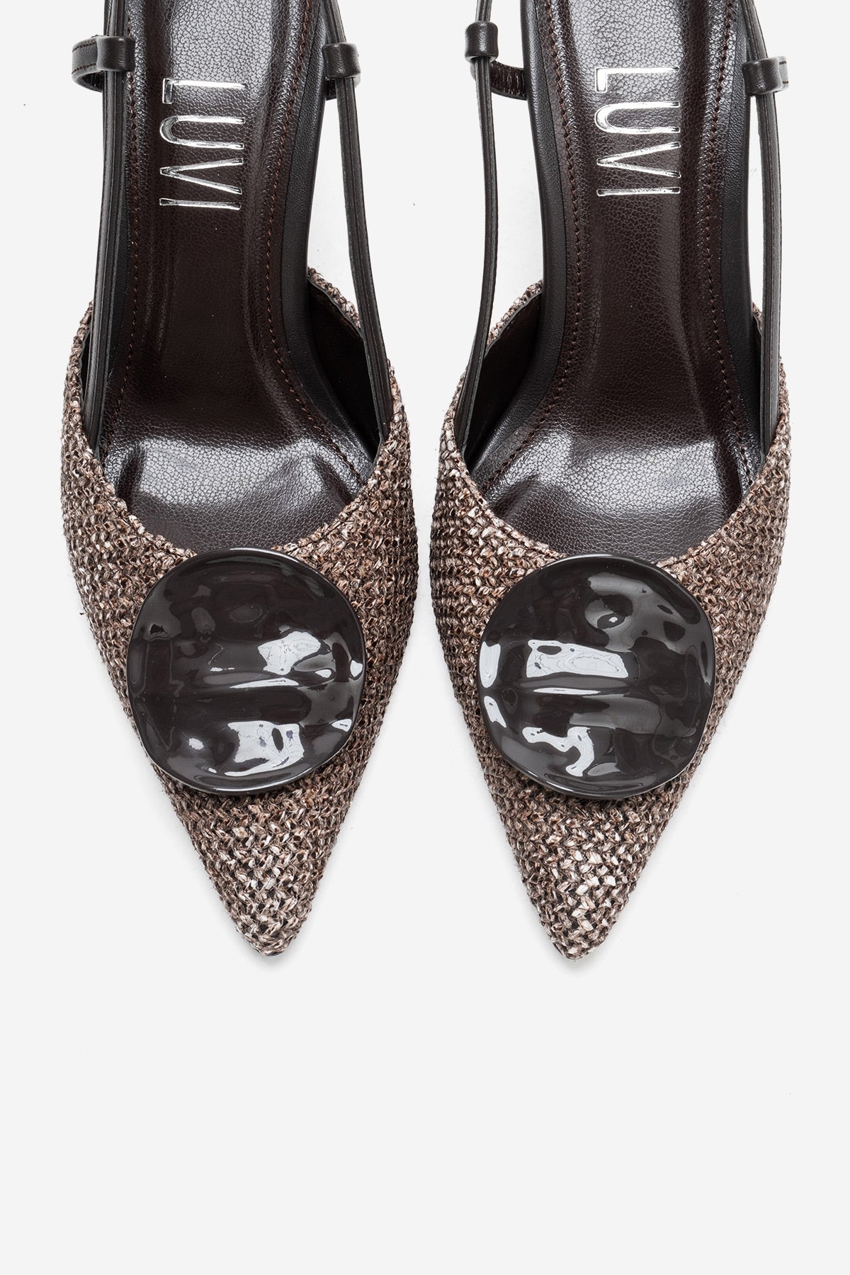 Levia - Brown Woven-Textured Accessory-Detail Stiletto Heel Pump (Women)