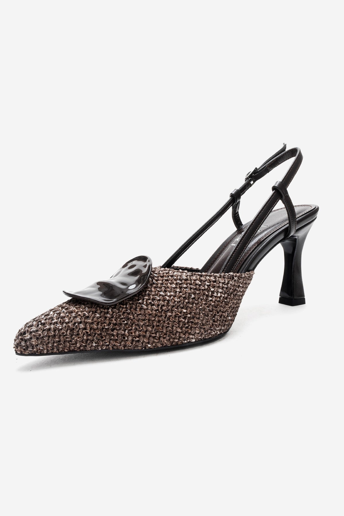 Levia - Brown Woven-Textured Accessory-Detail Stiletto Heel Pump (Women)