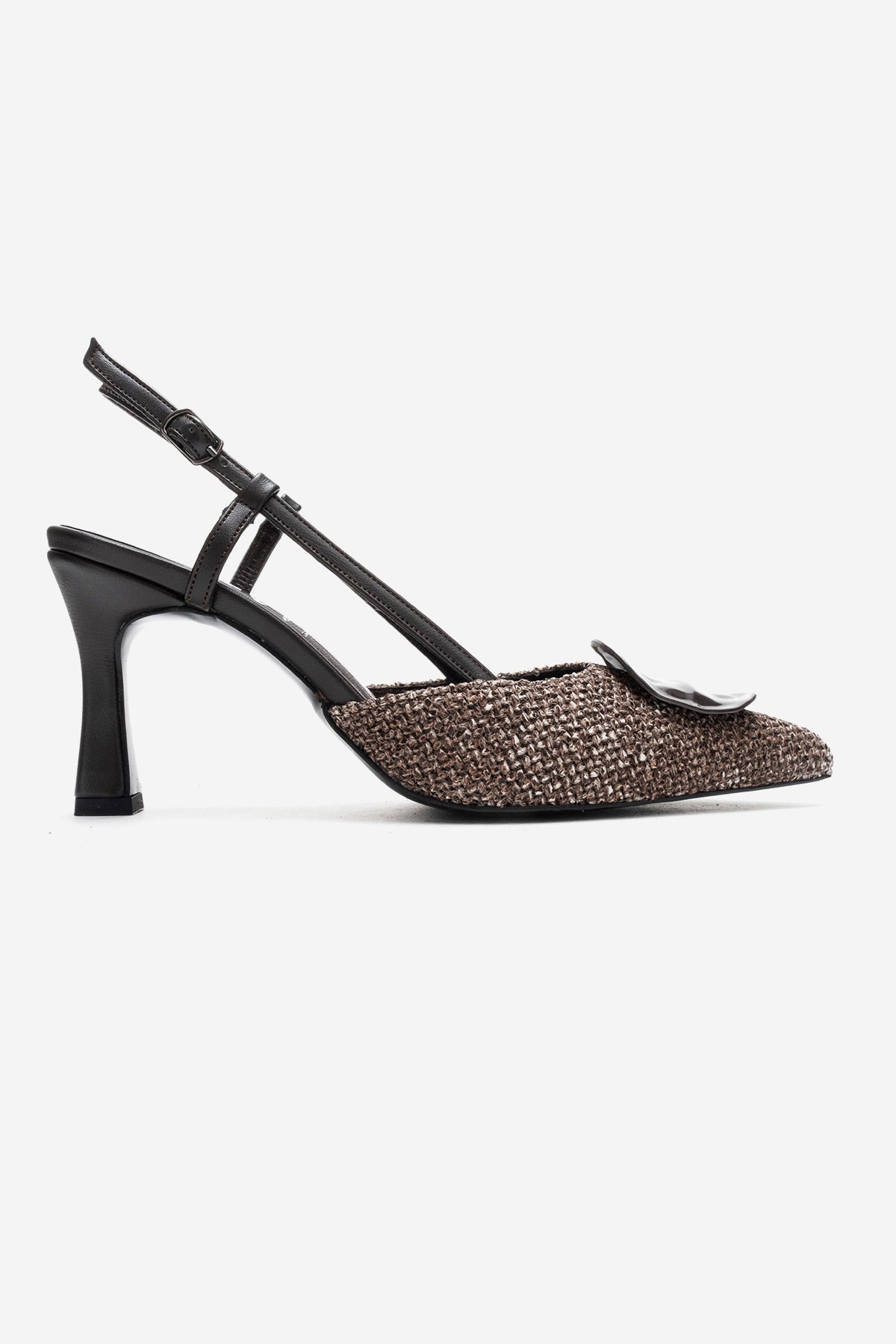 Levia - Brown Woven-Textured Accessory-Detail Stiletto Heel Pump (Women)