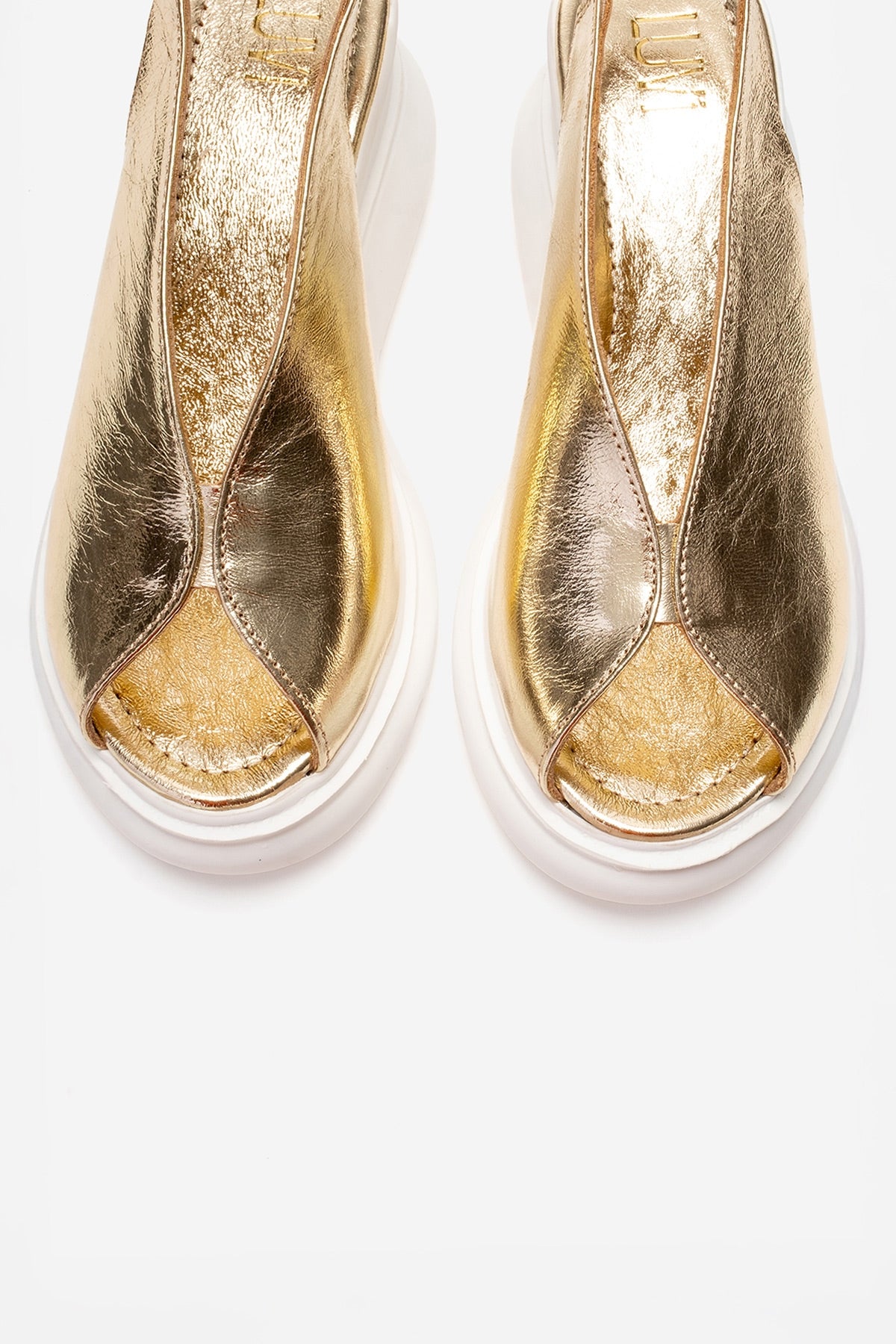 SAM - Gold Genuine Leather Platform Wedge Sandal (Women)