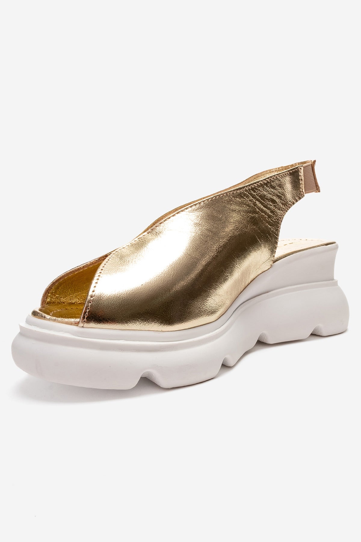 SAM - Gold Genuine Leather Platform Wedge Sandal (Women)