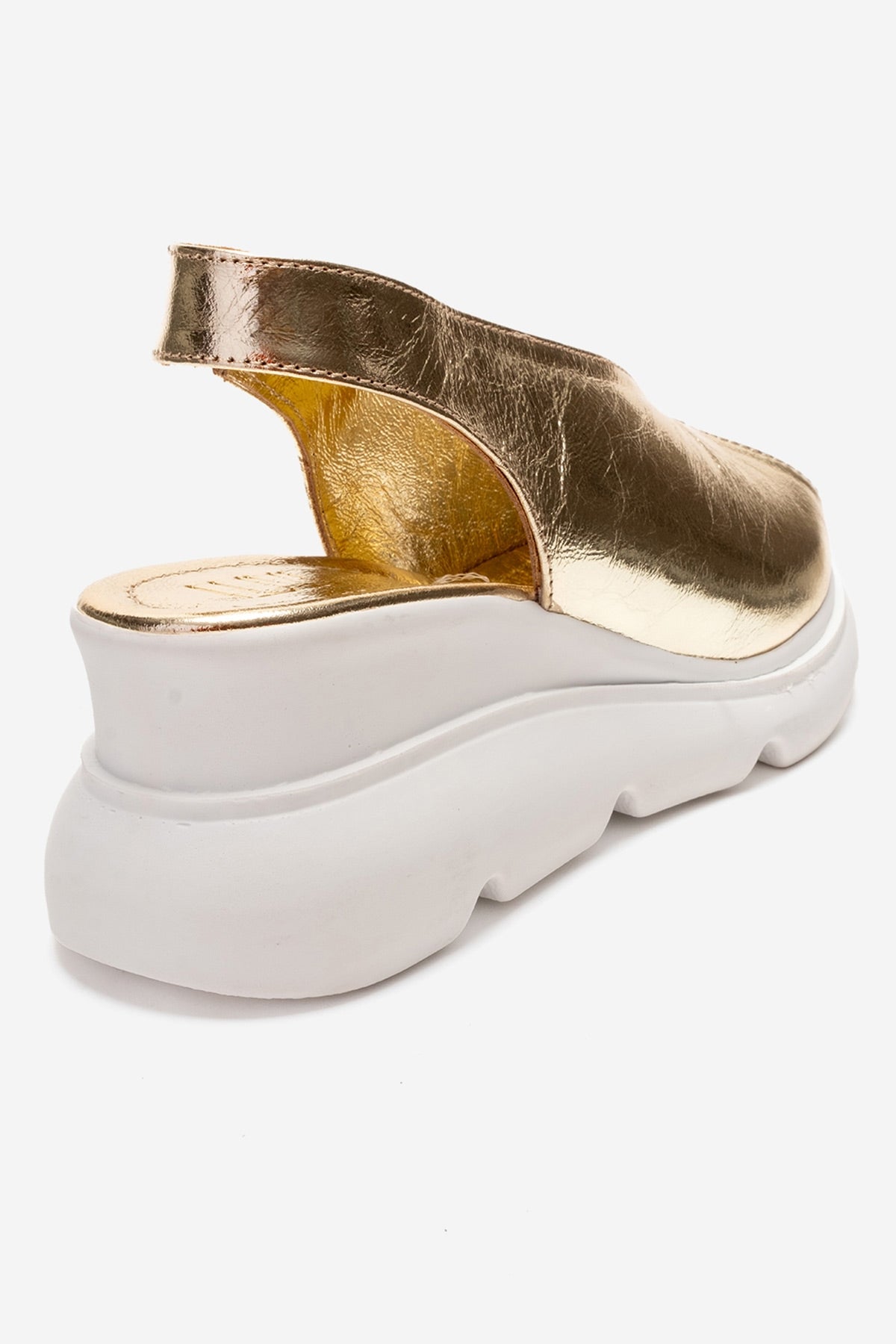 SAM - Gold Genuine Leather Platform Wedge Sandal (Women)