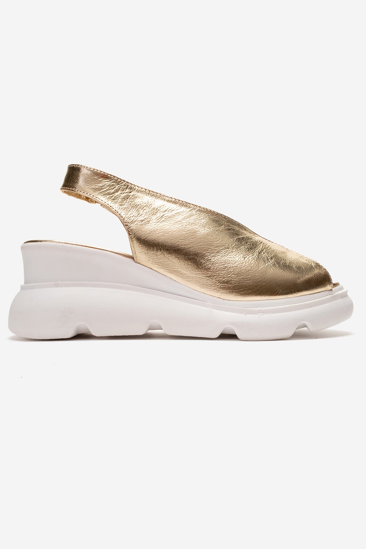 SAM - Gold Genuine Leather Platform Wedge Sandal (Women)