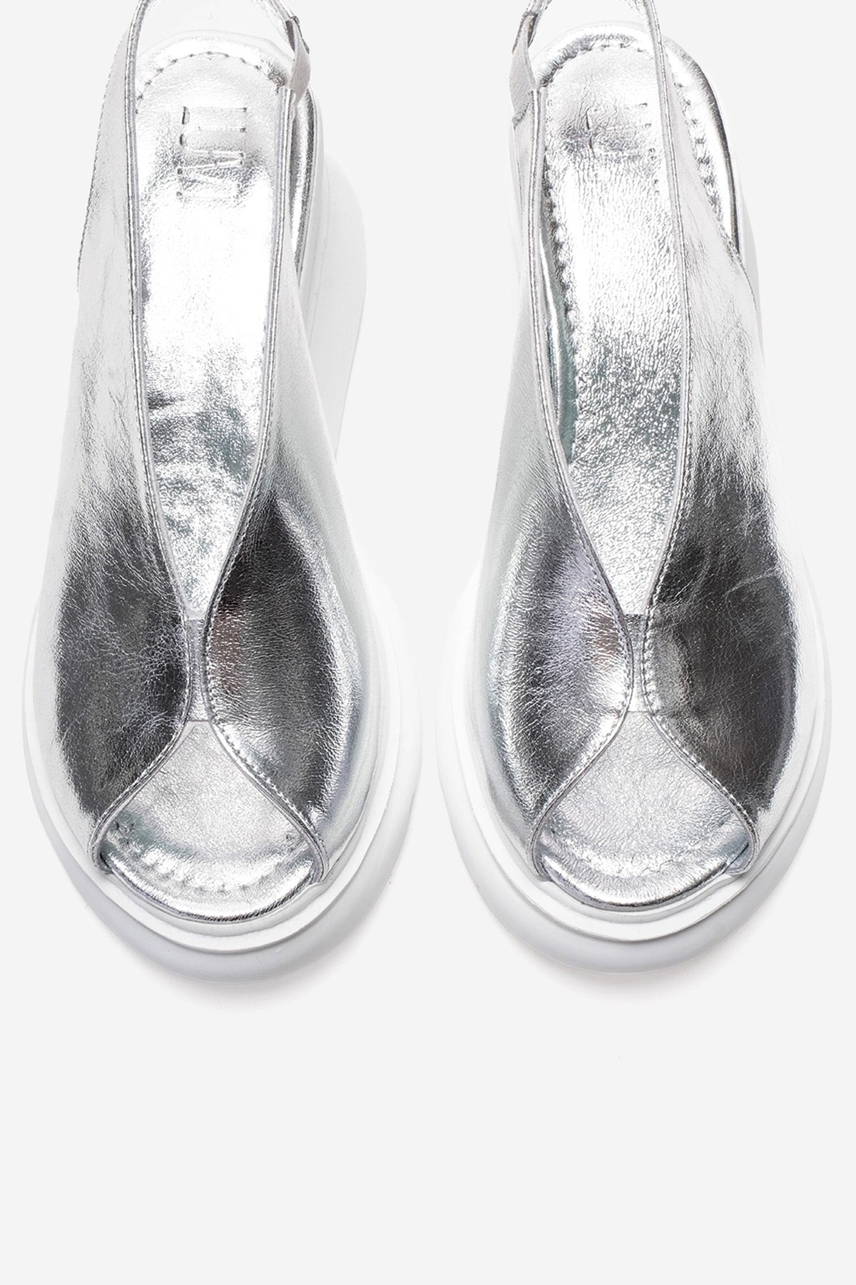 SAM - Silver Genuine Leather Wedge Sandal (Women)