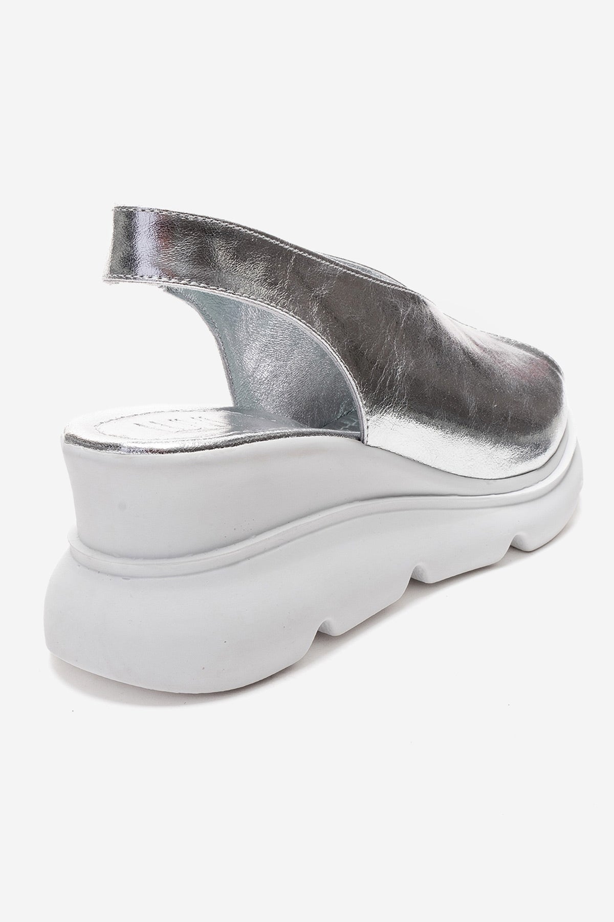 SAM - Silver Genuine Leather Wedge Sandal (Women)