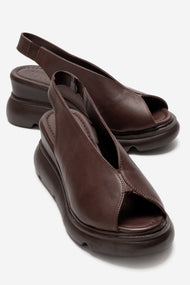 SAM - Brown Genuine Leather Wedge Sandal (Women)