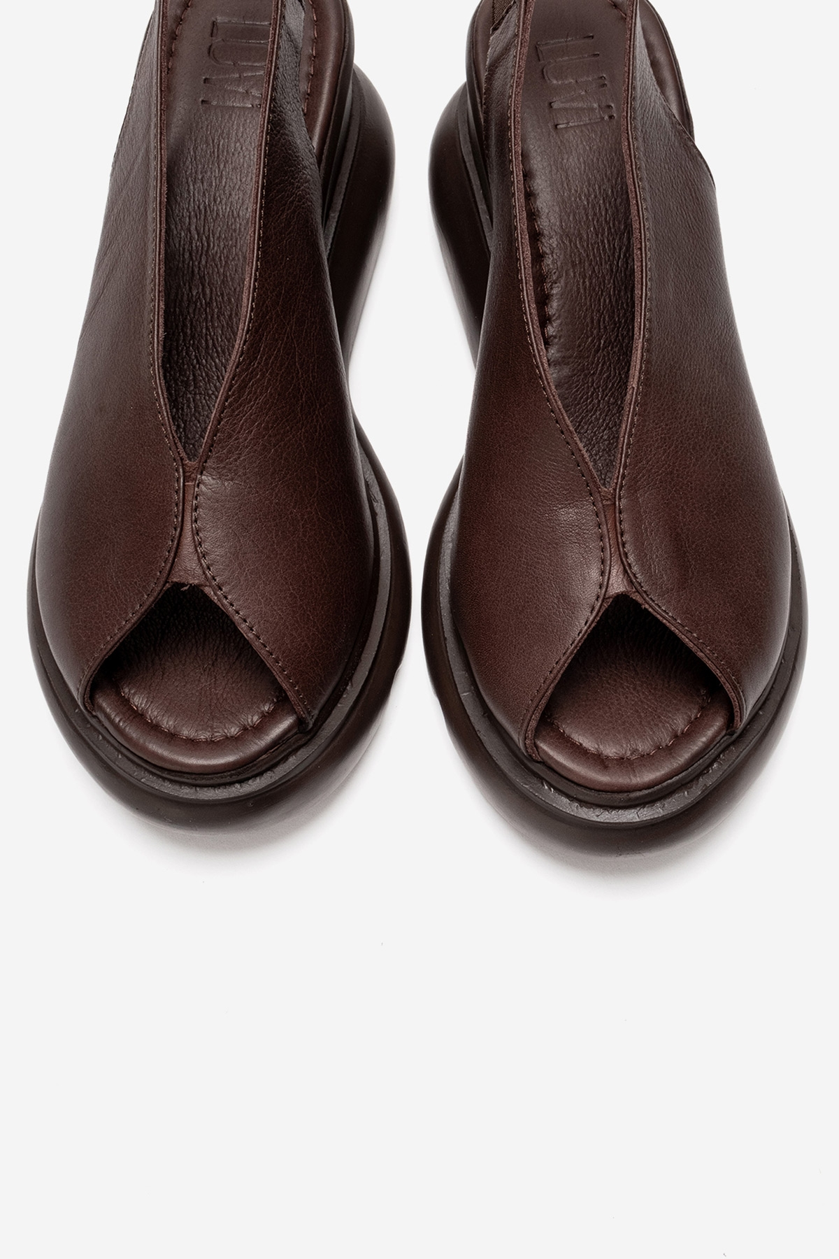 SAM - Brown Genuine Leather Wedge Sandal (Women)