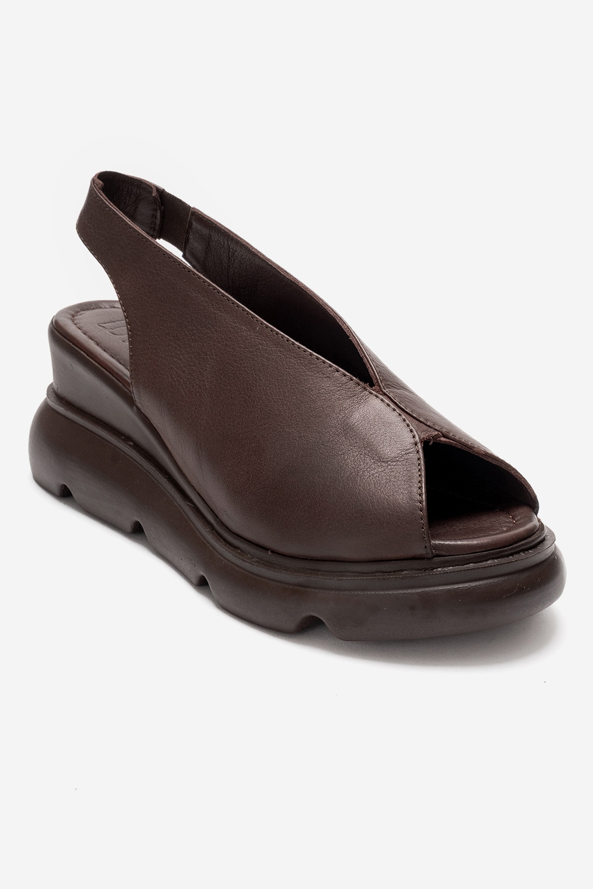 SAM - Brown Genuine Leather Wedge Sandal (Women)